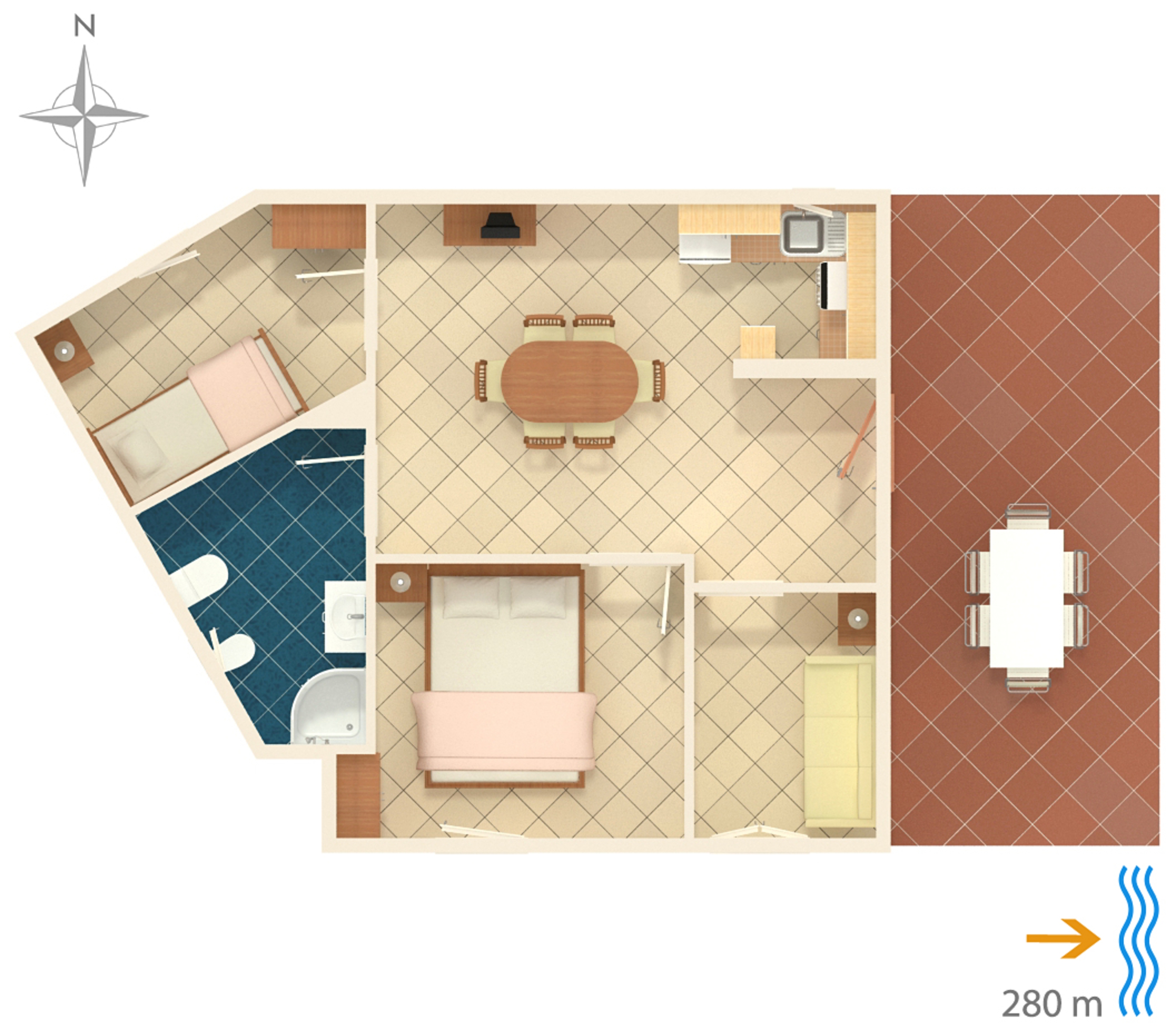 Three bedroom apartment with terrace Marina, Trogir  A-b