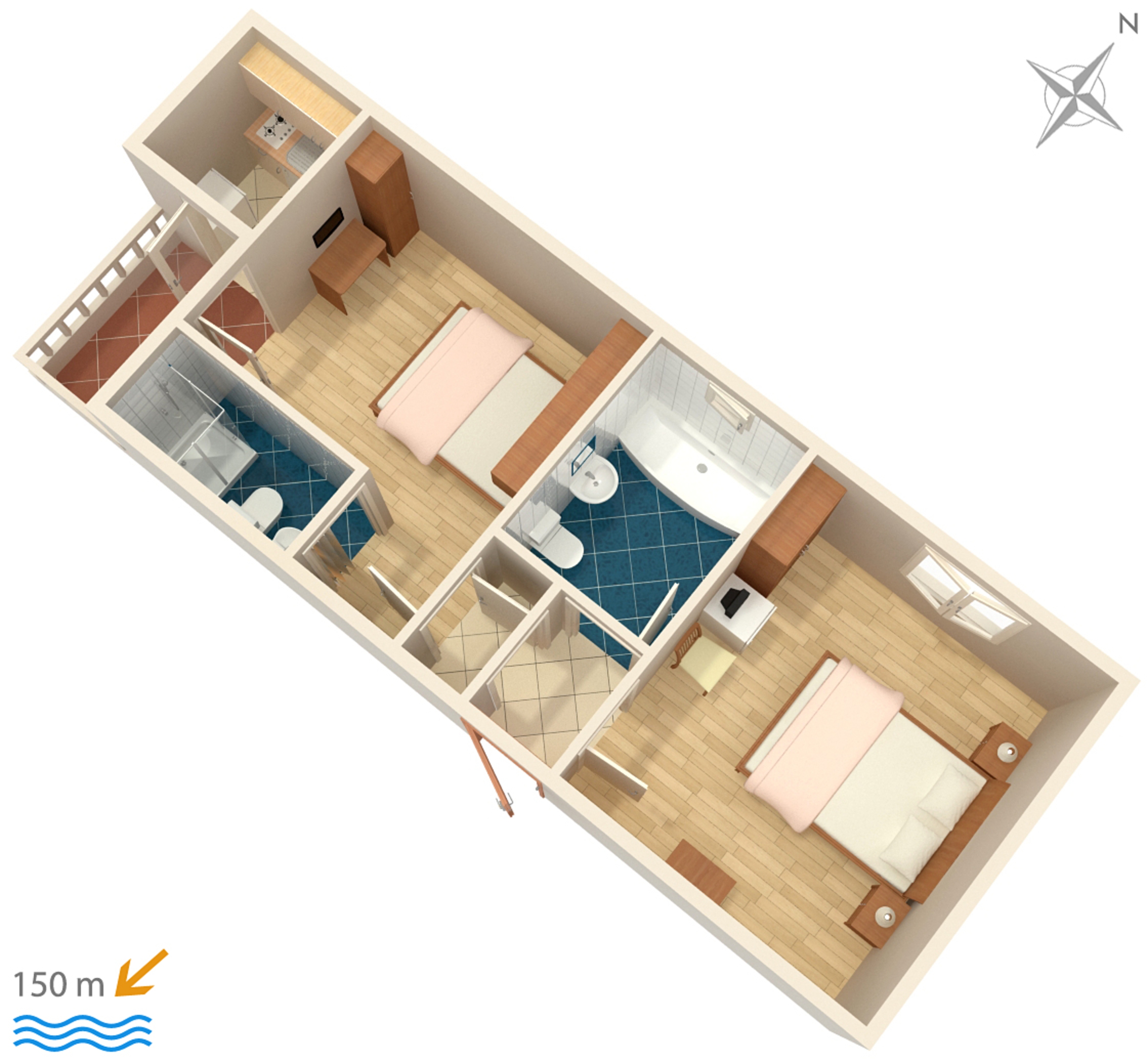Two bedroom apartment with balcony Duće, Omiš (A-5973-b)