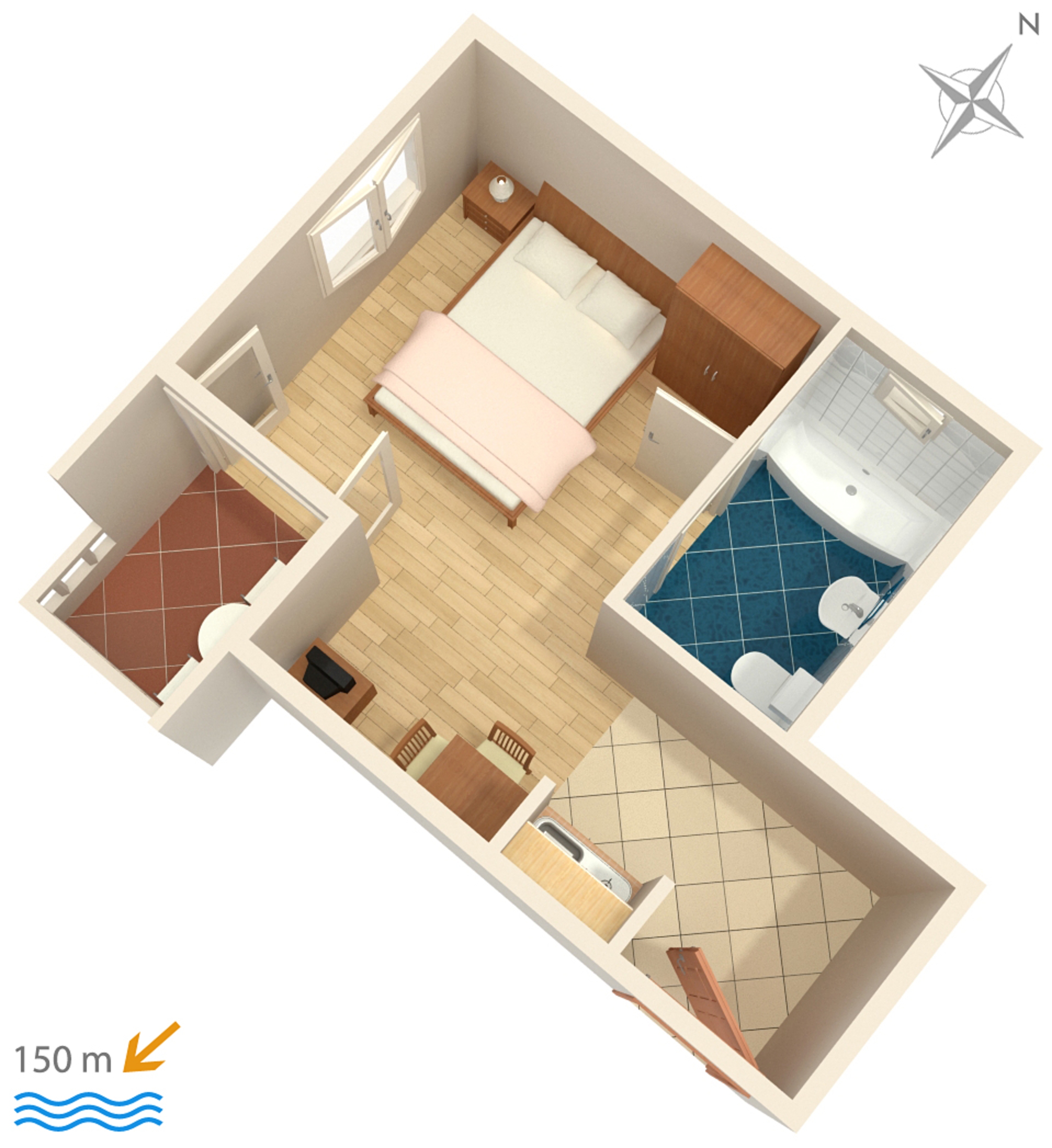 Studio flat with balcony Duće, Omiš  AS-c