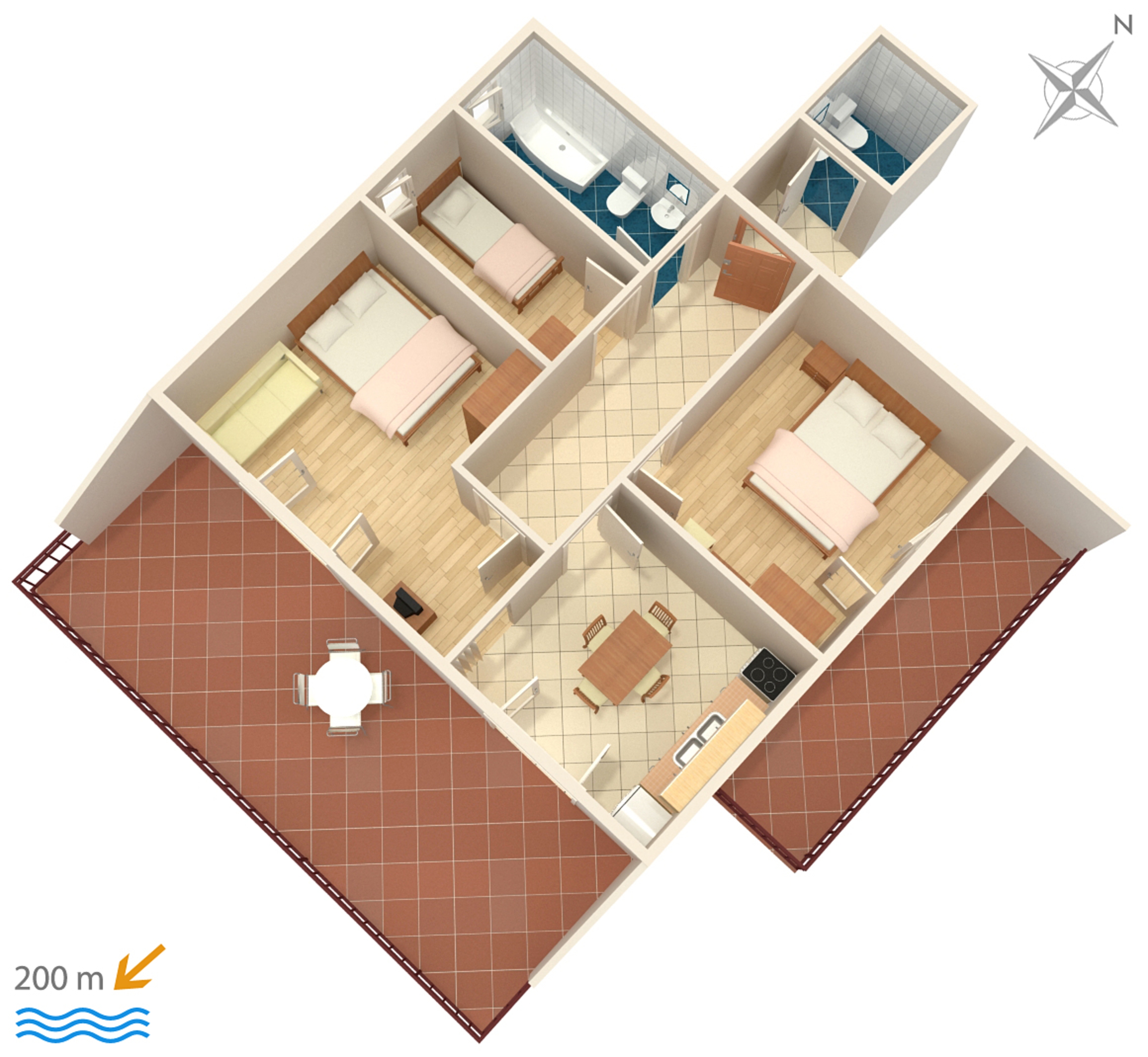 Three bedroom apartment with terrace and sea view Srima - Vodice, Vodice  A-b