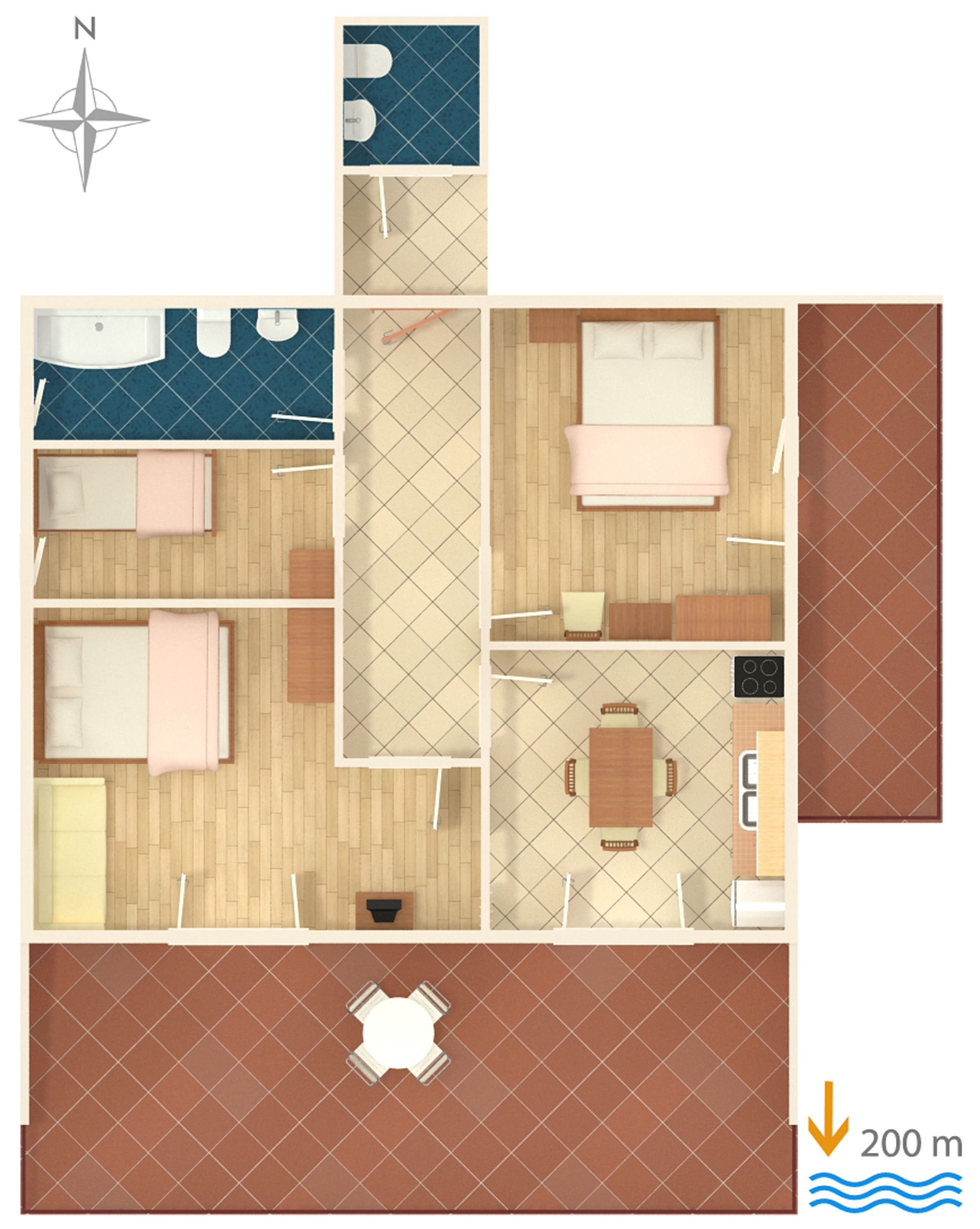 Three bedroom apartment with terrace and sea view Srima - Vodice, Vodice  A-b