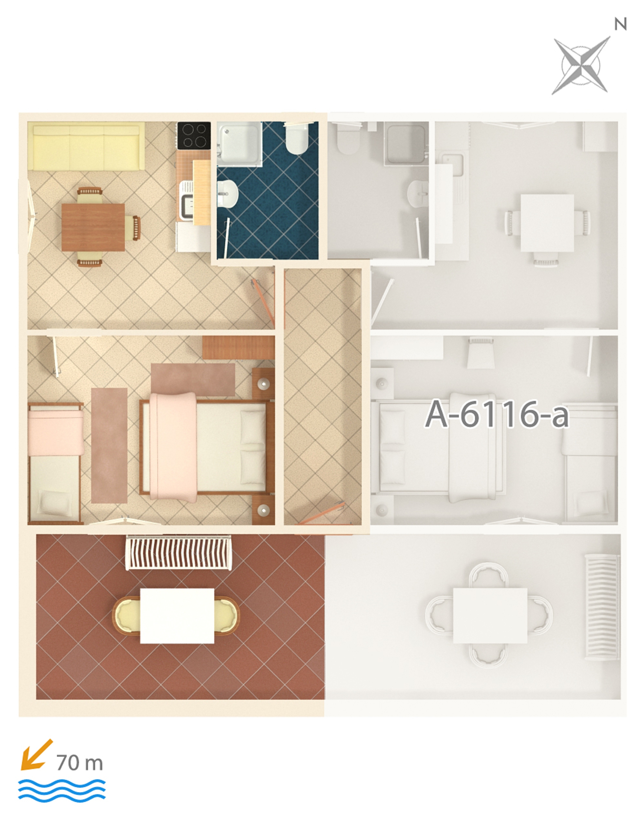 One bedroom apartment with terrace Marina, Trogir  A-b