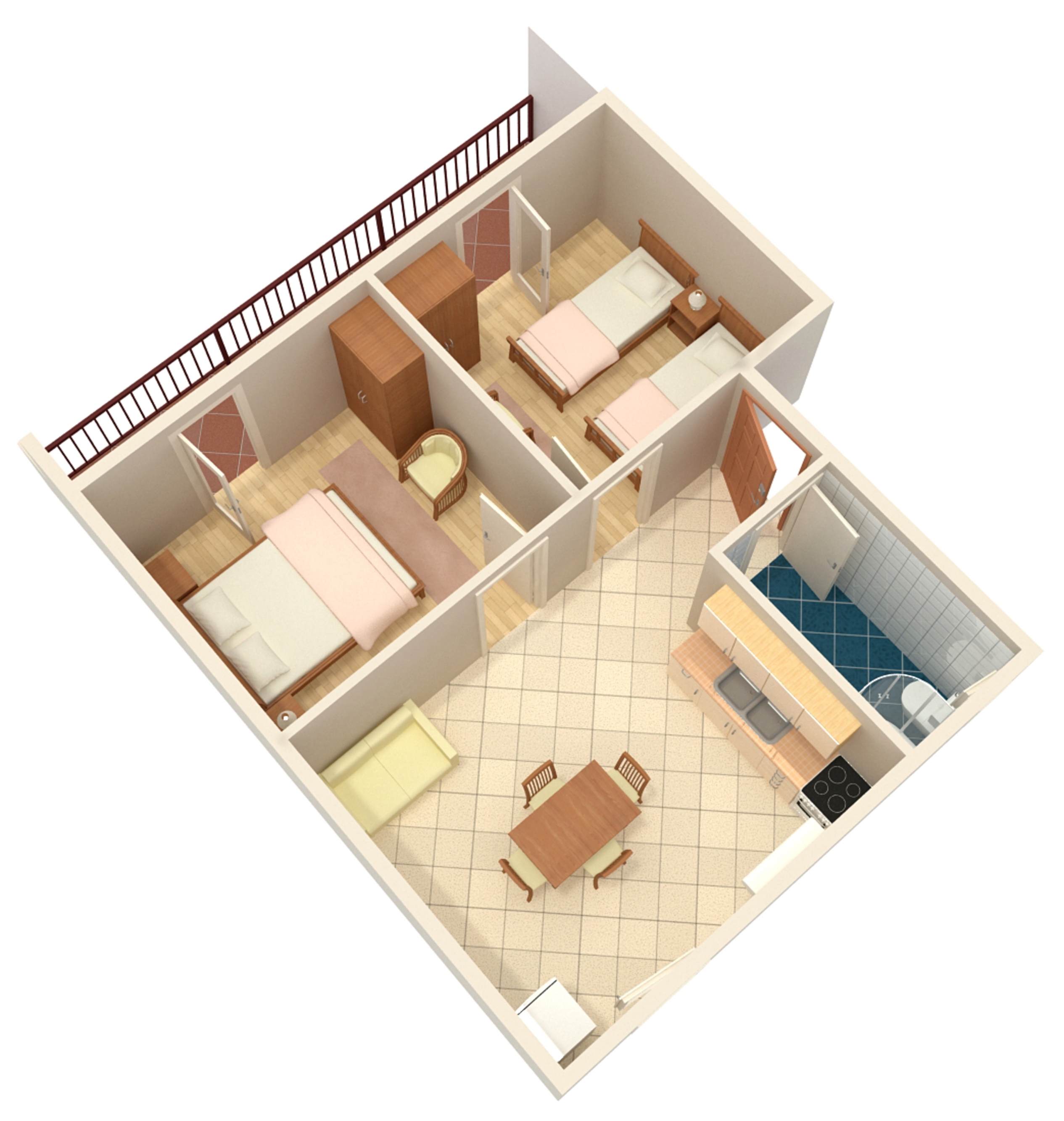 Two bedroom apartment with balcony and sea view Marina, Trogir  A-d