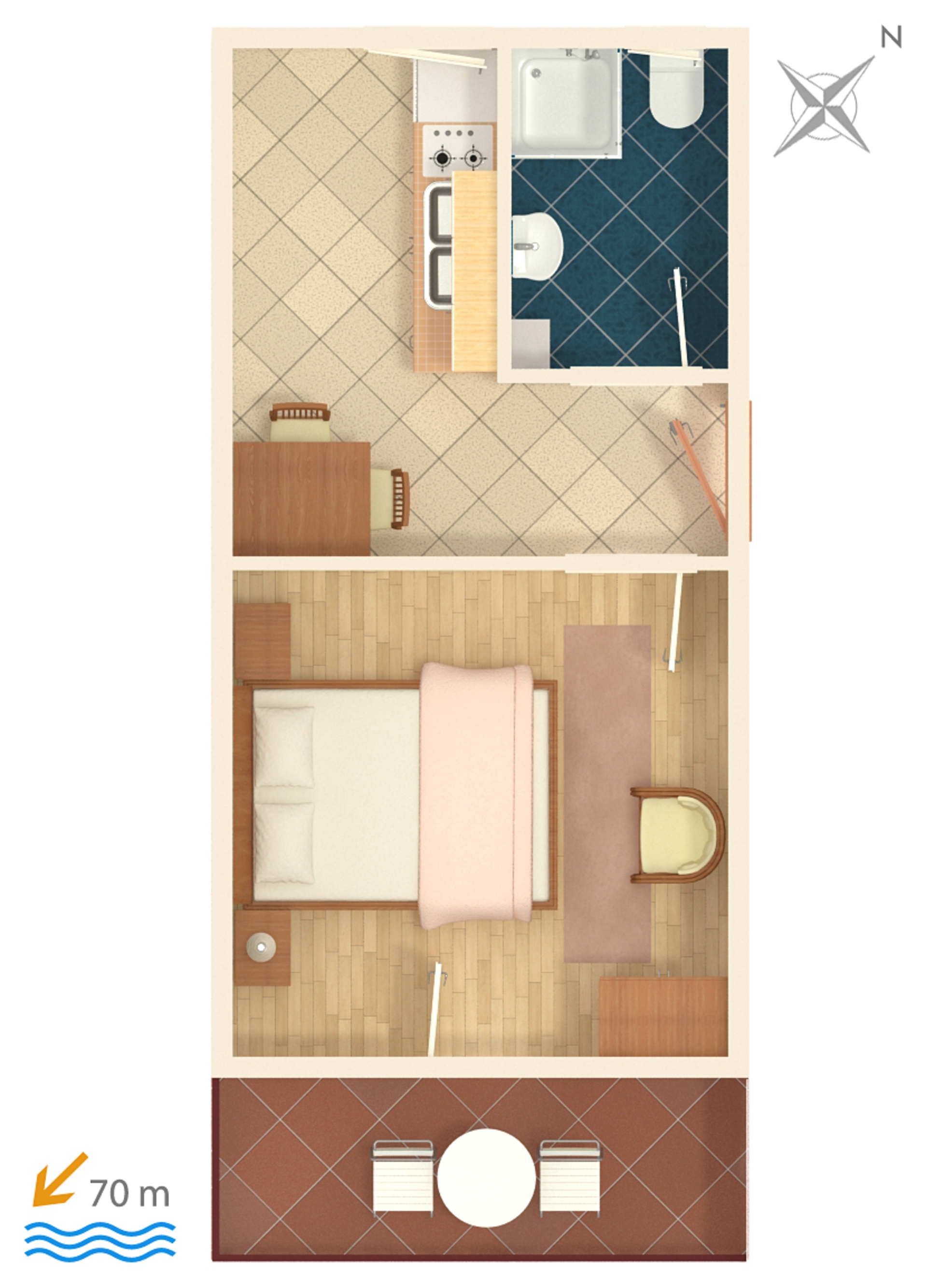 One bedroom apartment with balcony and sea view Marina, Trogir  A-e