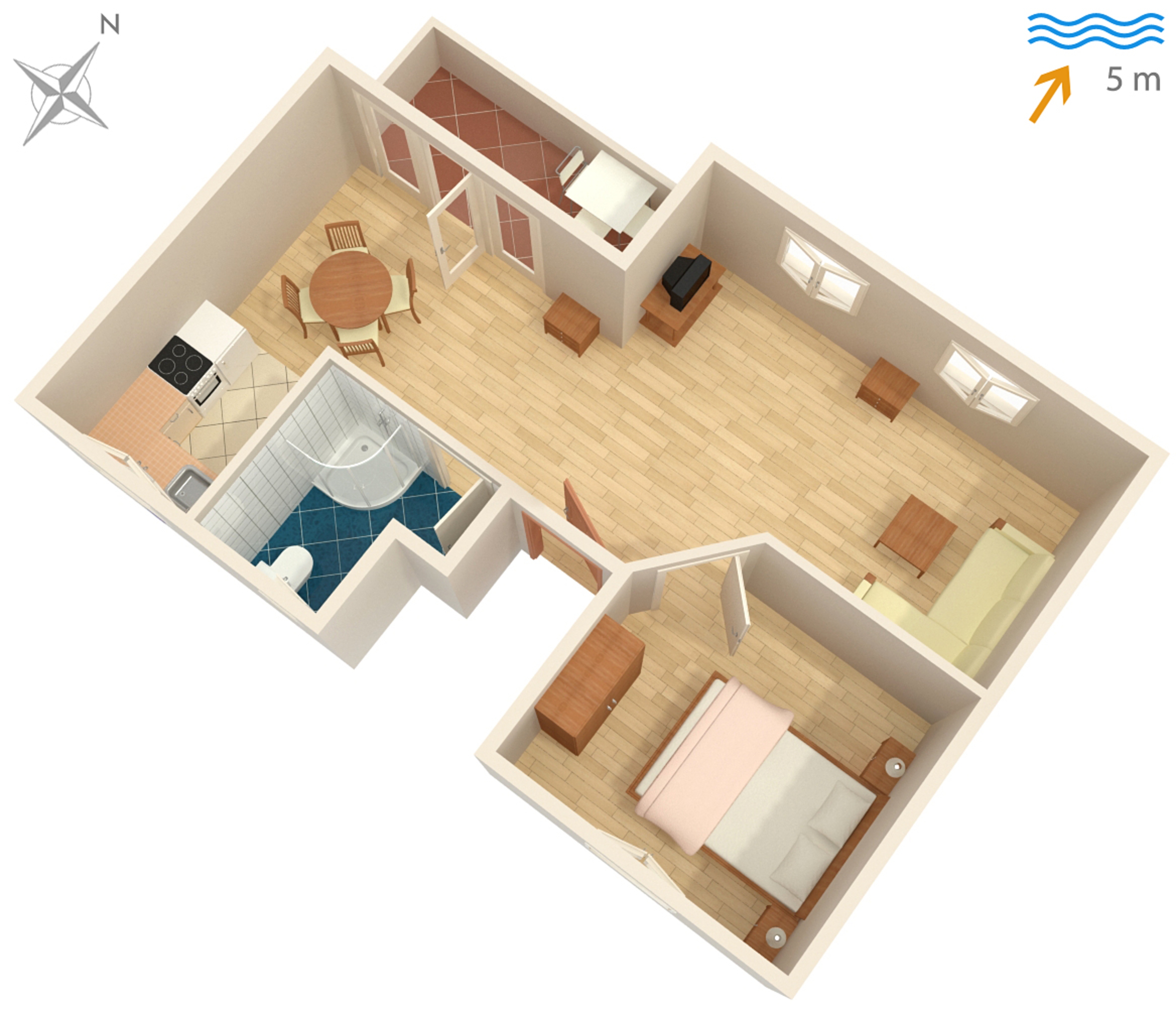 One bedroom apartment near beach Mali Iž, Iž  A-b
