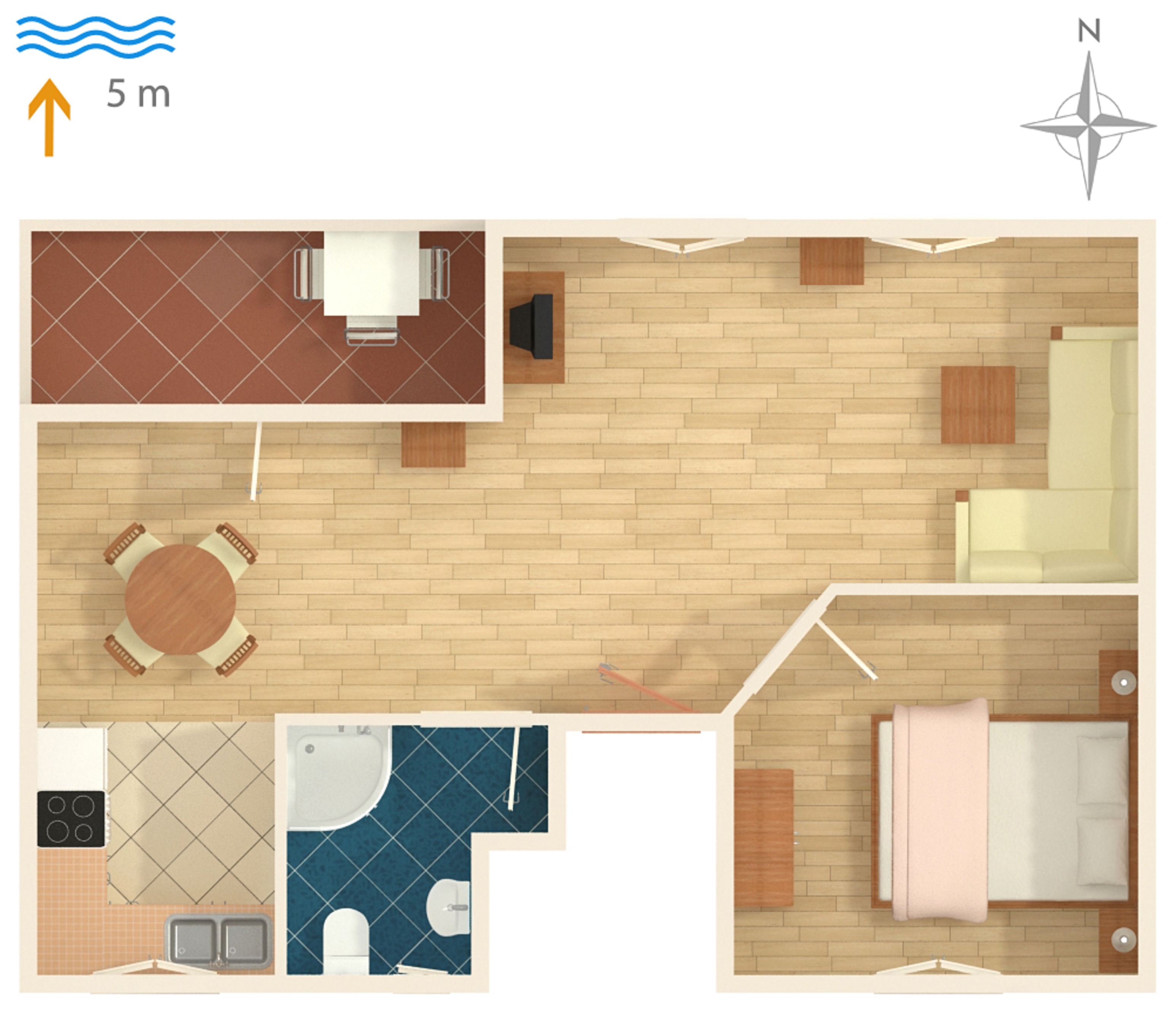 One bedroom apartment near beach Mali Iž, Iž  A-b
