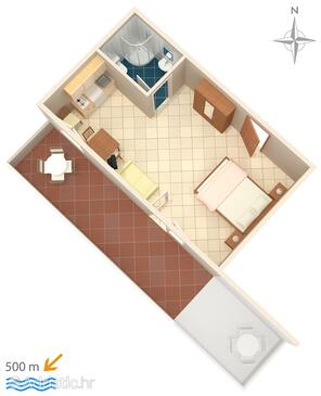 Plan Vodice, Plan in the studio-apartment, WIFI.