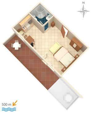 Plan Vodice, Plan in the studio-apartment, WiFi.