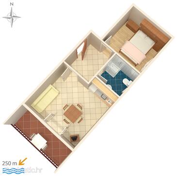 Plan Srima - Vodice, Plan in the apartment, dopusteni kucni ljubimci i WIFI.