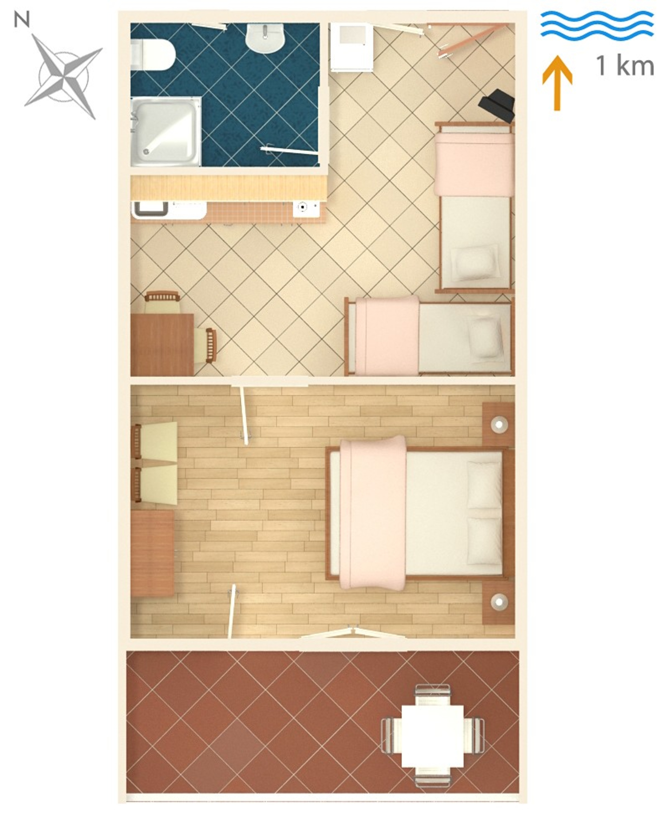 One bedroom apartment with terrace Sabunike, Zadar  A-a