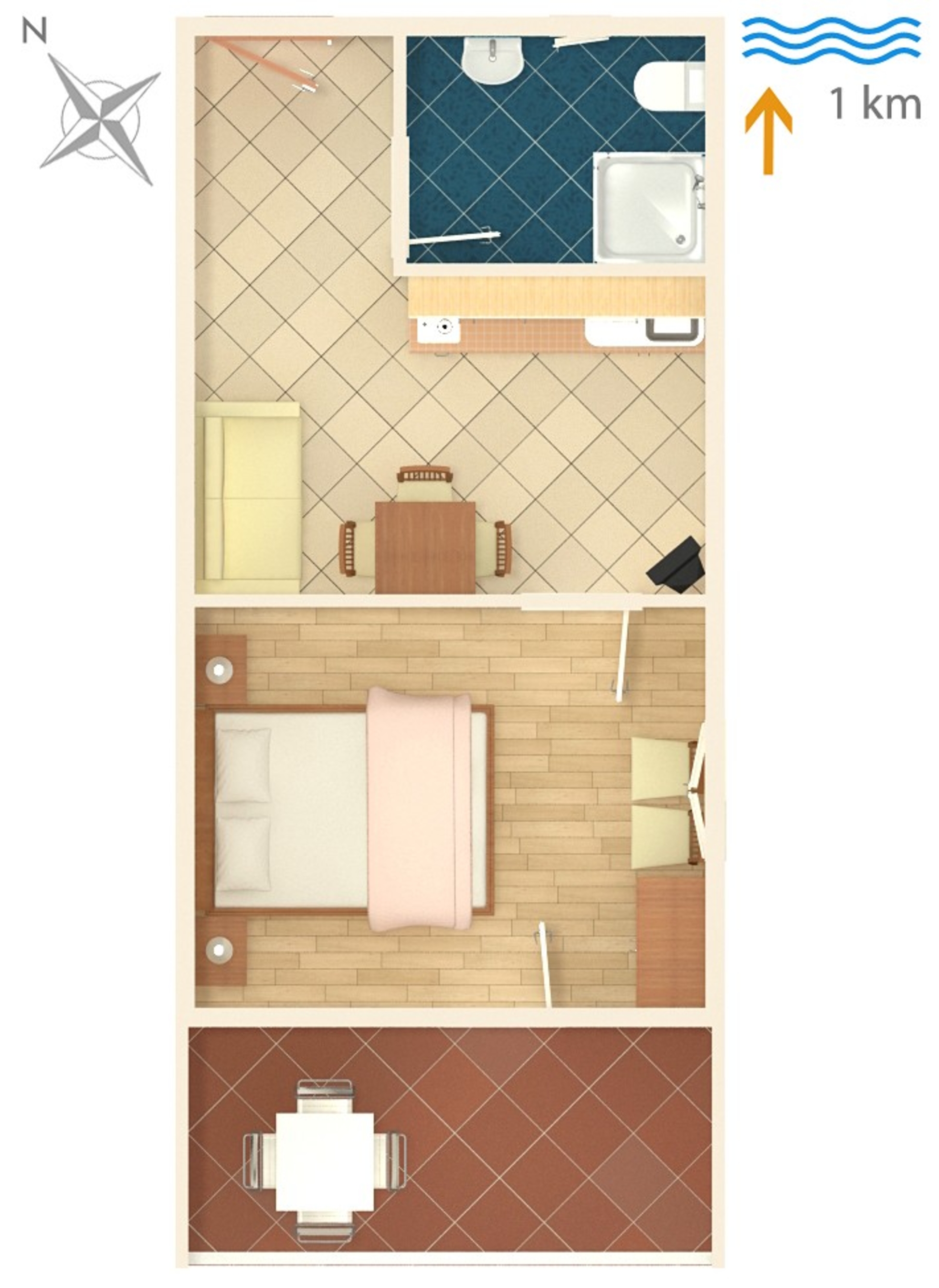 One bedroom apartment with terrace Sabunike, Zadar  A-b