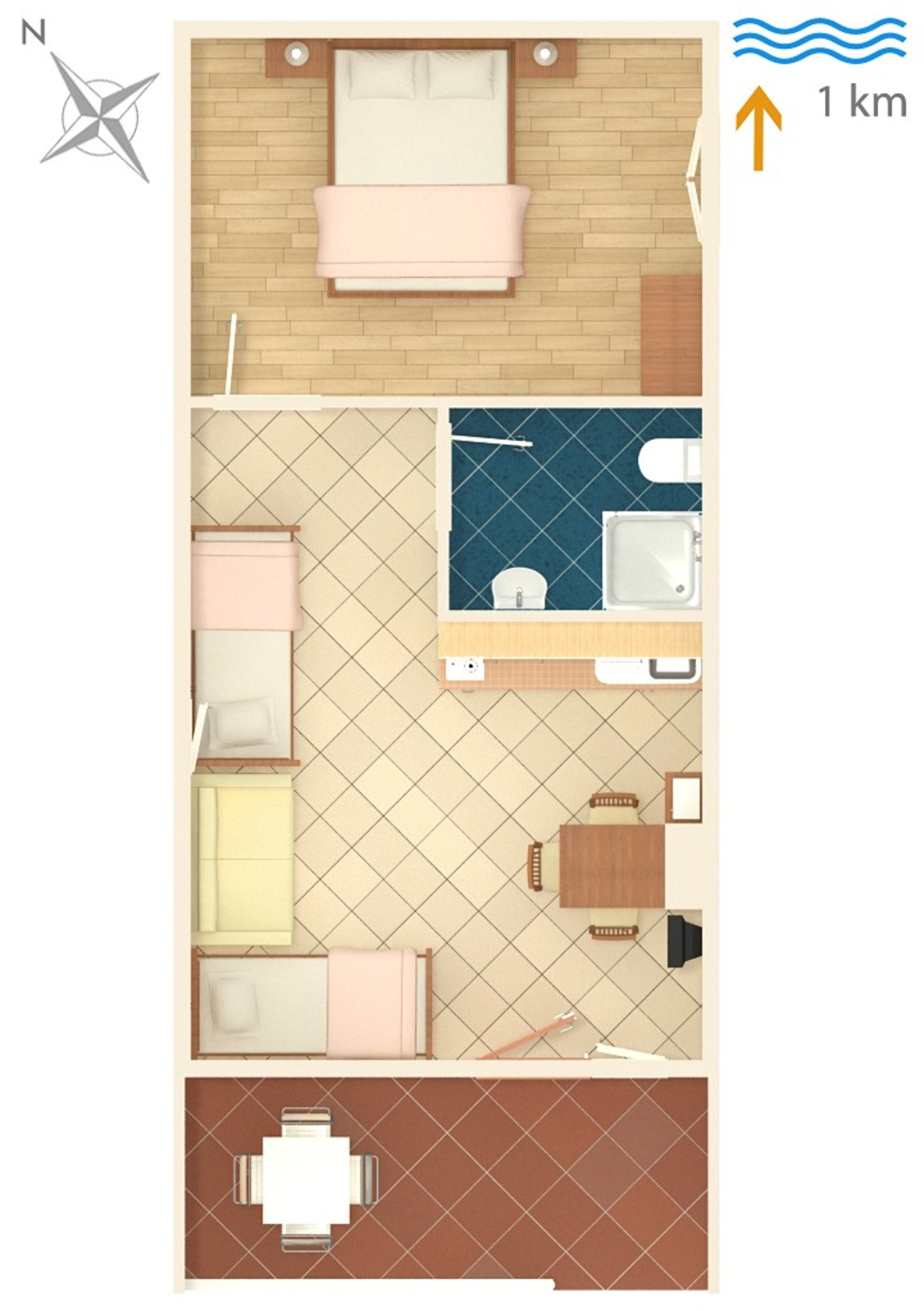 One bedroom apartment with terrace Sabunike, Zadar  A-c