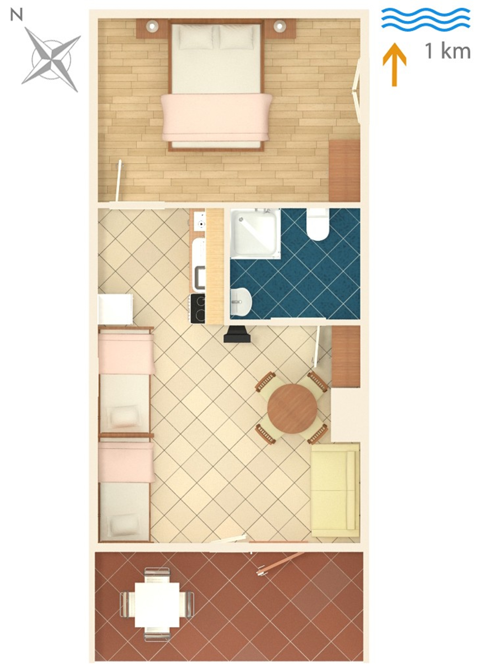 One bedroom apartment with terrace Sabunike, Zadar  A-d