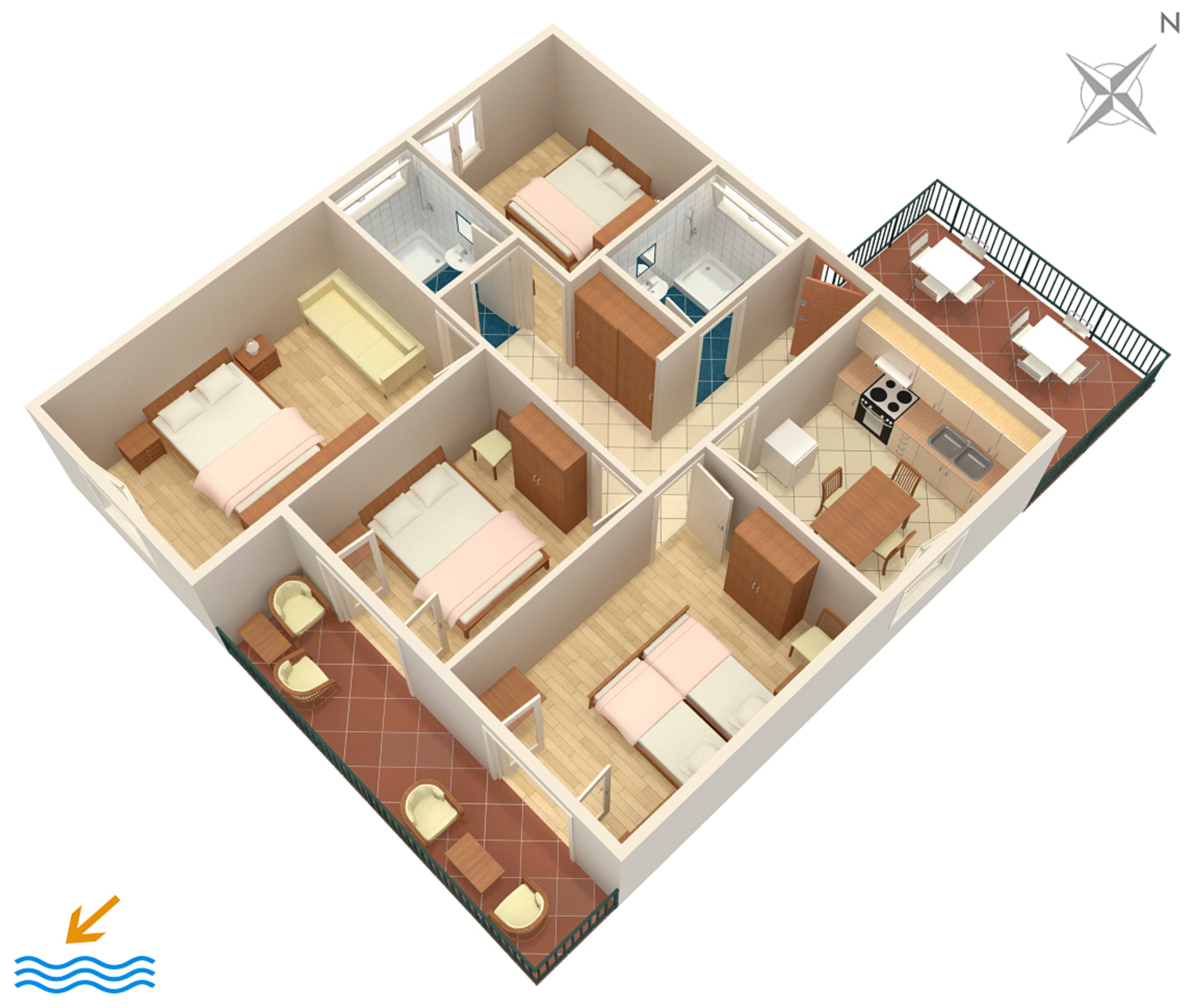 Three bedroom apartment near beach Viganj, Pelješac  A-a