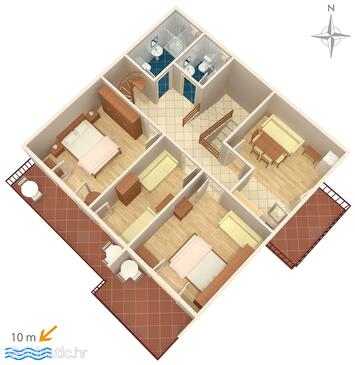 Stara Novalja, plattegrond in the apartment, WiFi.