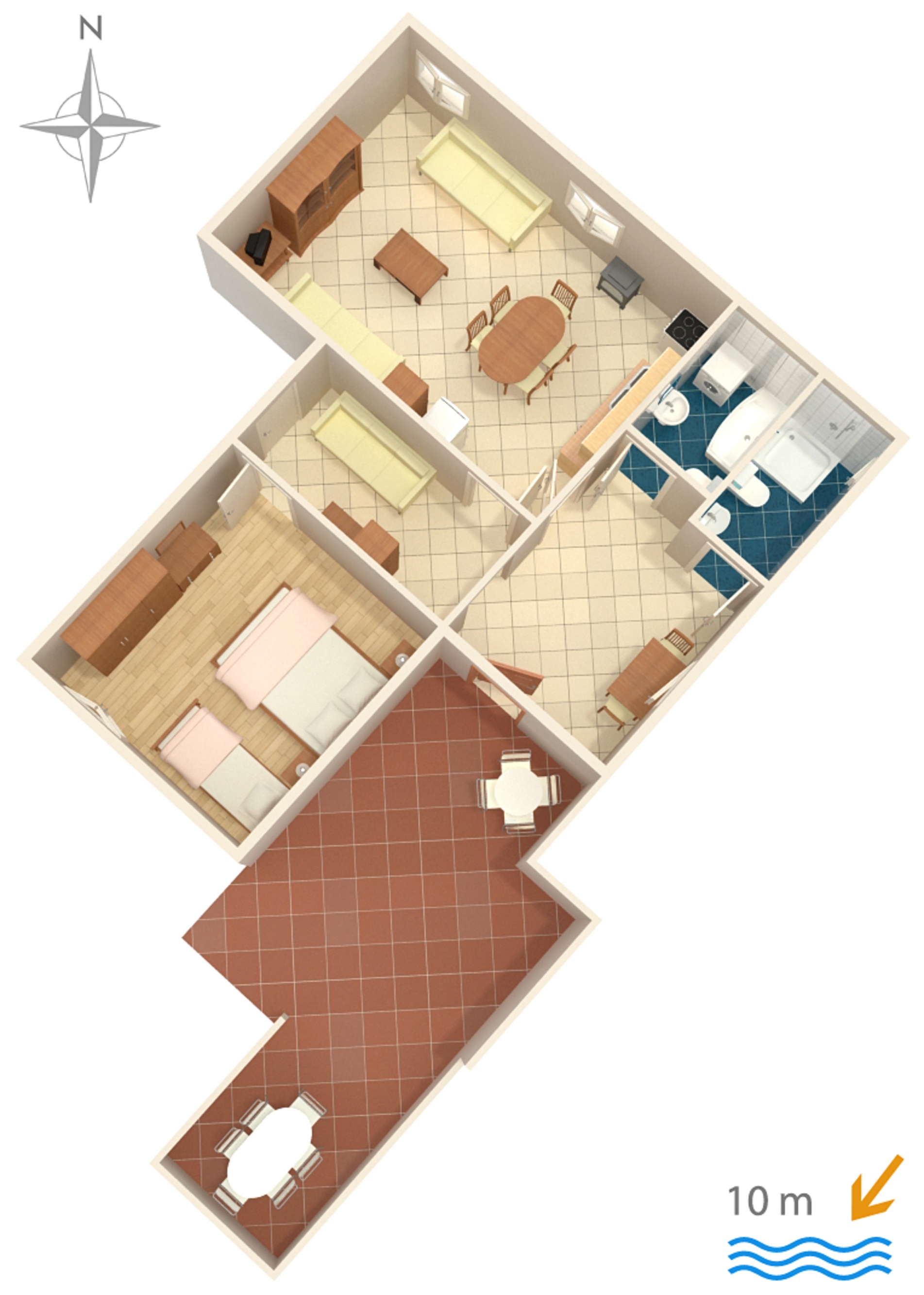 One bedroom apartment near beach Metajna, Pag  A-b