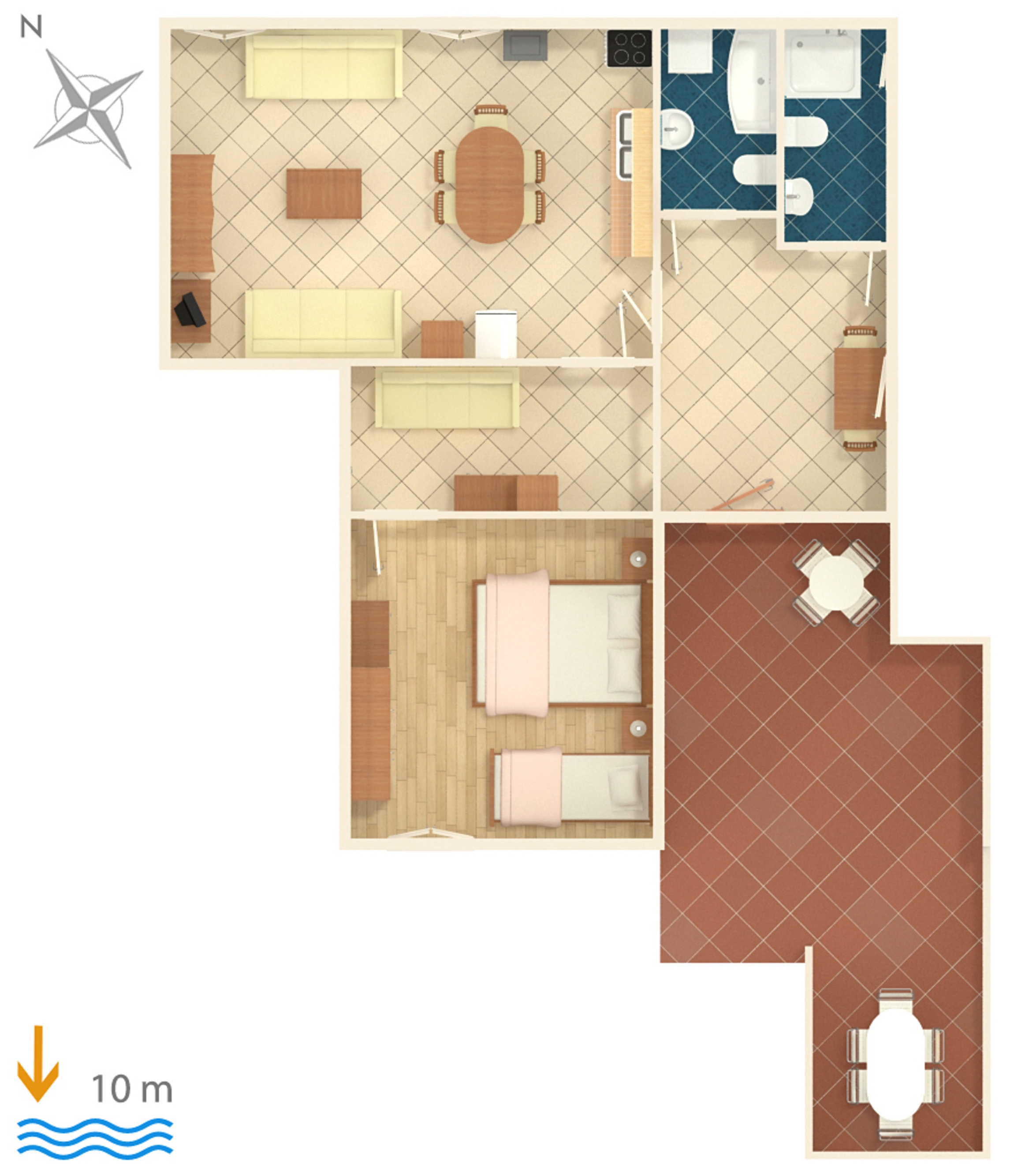 One bedroom apartment near beach Metajna, Pag  A-b