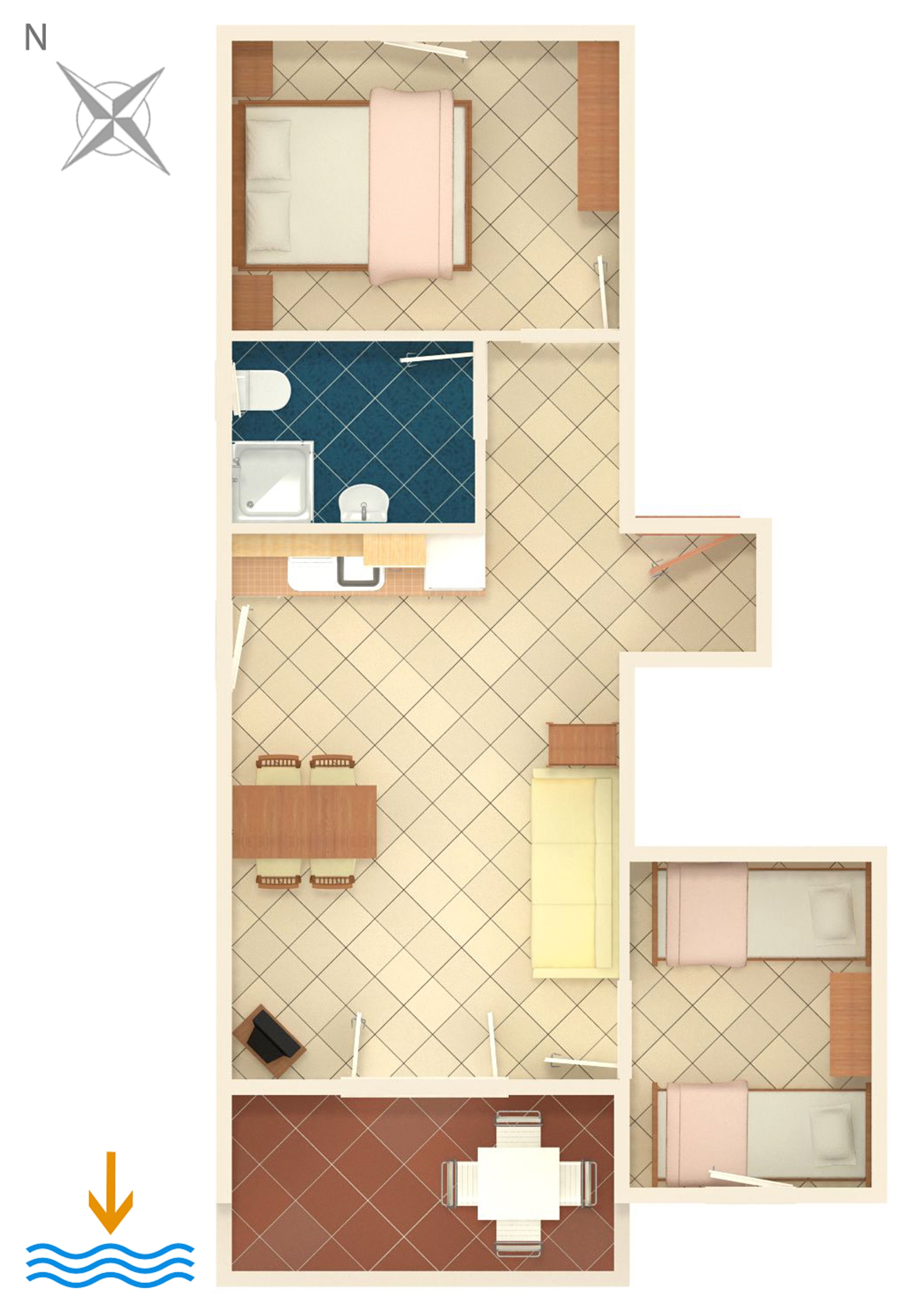 Two bedroom apartment with terrace Mandre, Pag  A-d