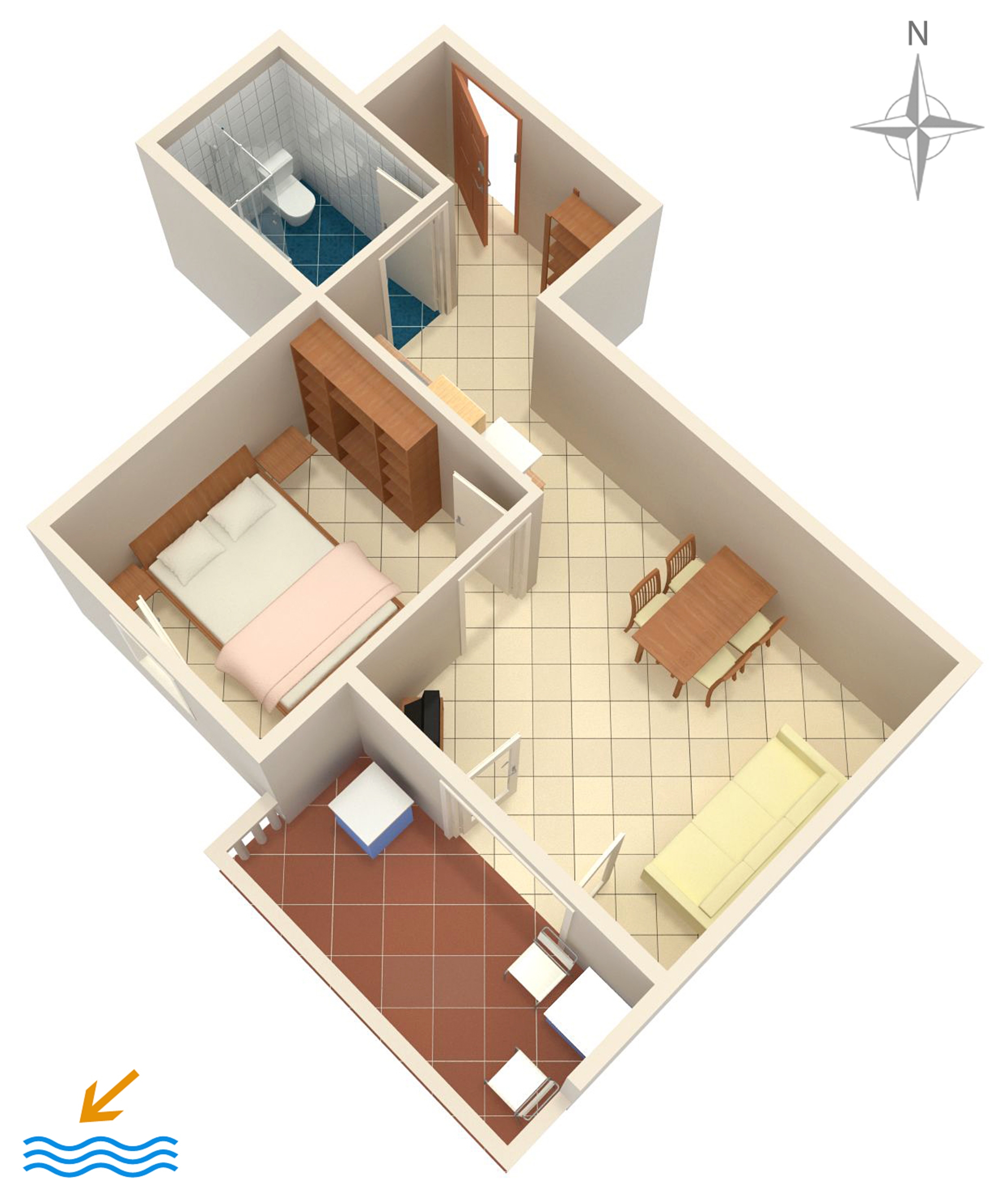 One bedroom apartment with terrace Mandre, Pag  A-e