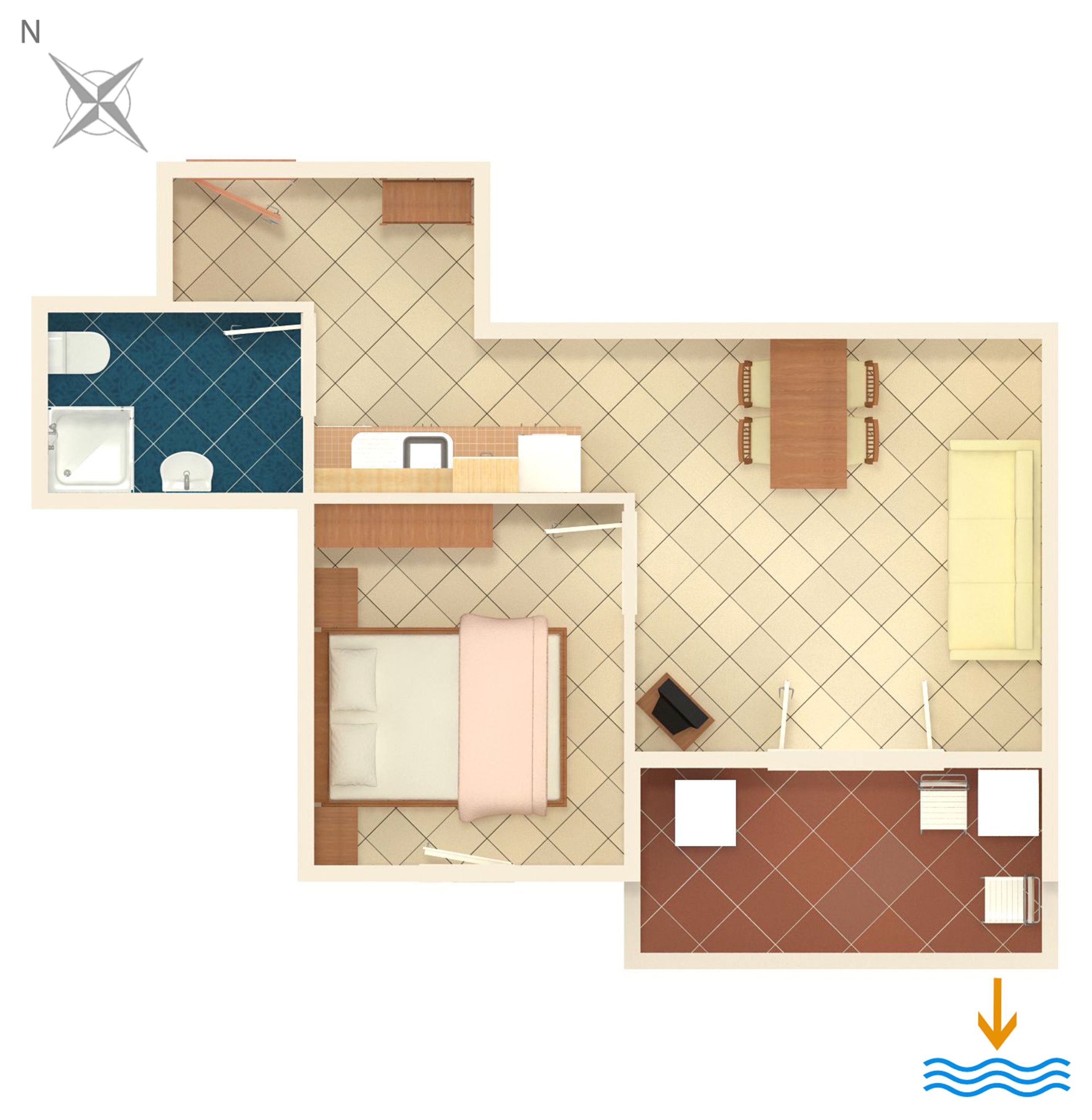 One bedroom apartment with terrace Mandre, Pag  A-e