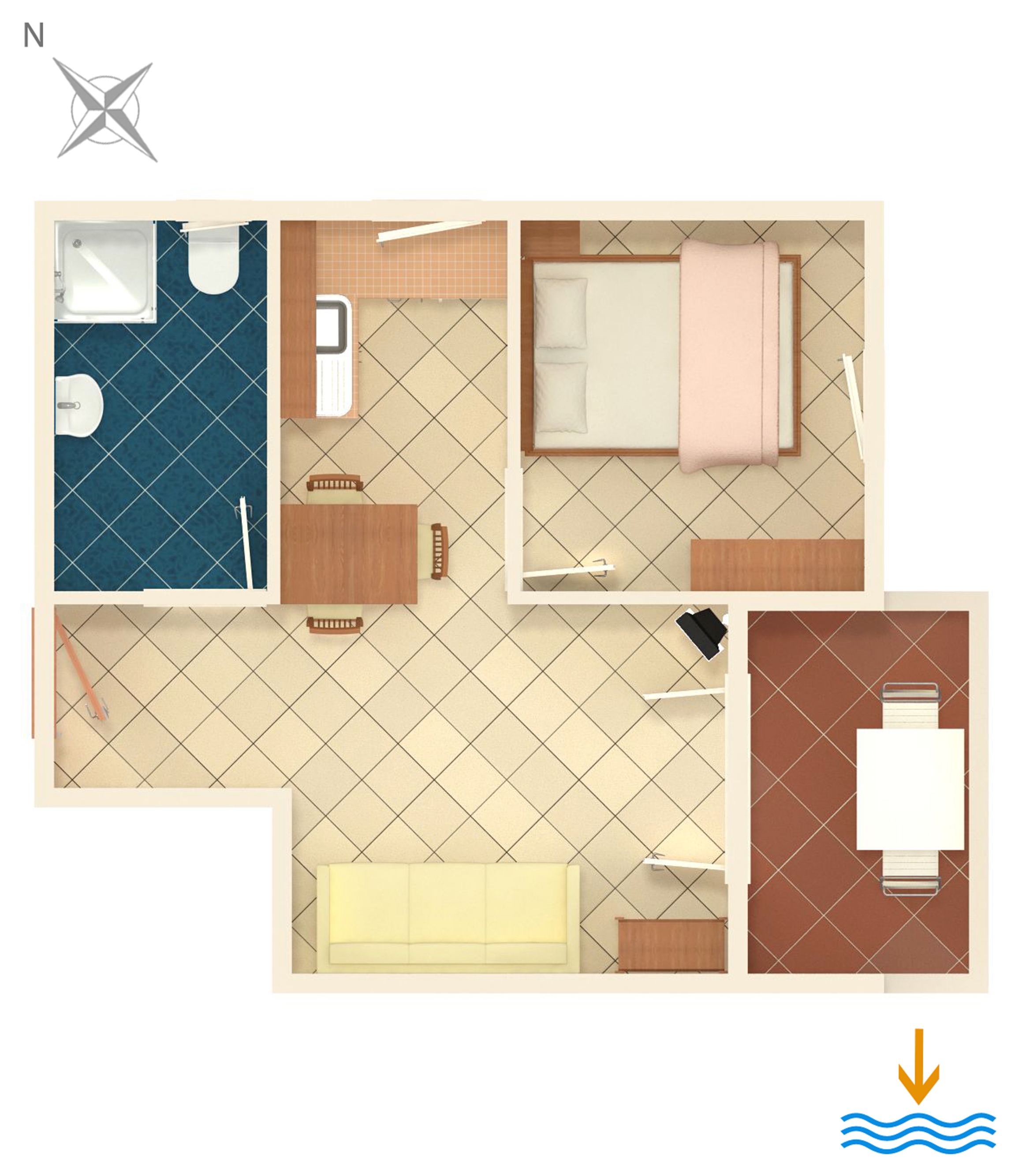 One bedroom apartment with terrace Mandre, Pag  A-f