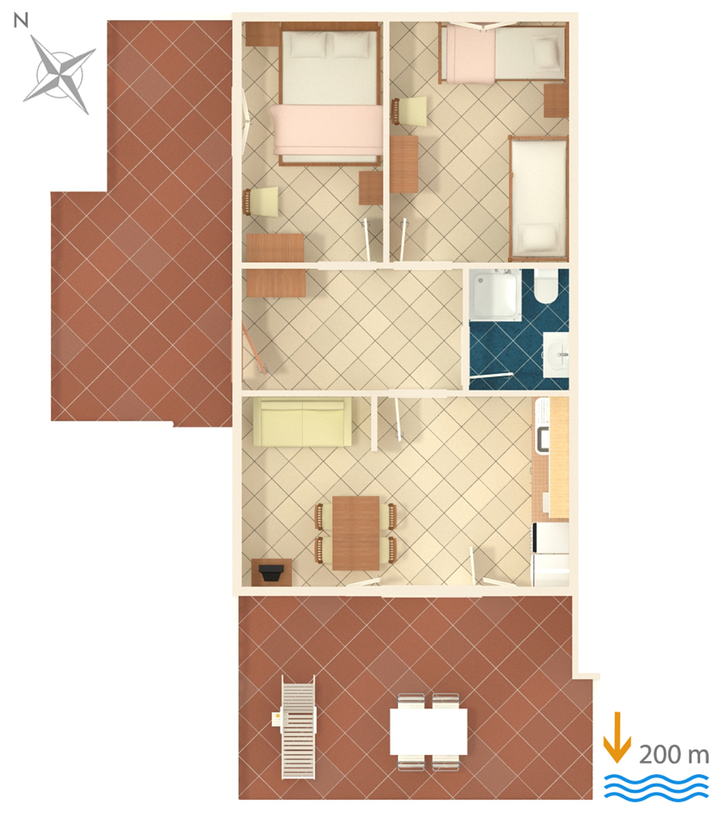Two bedroom apartment with terrace and sea view Metajna, Pag  A-a