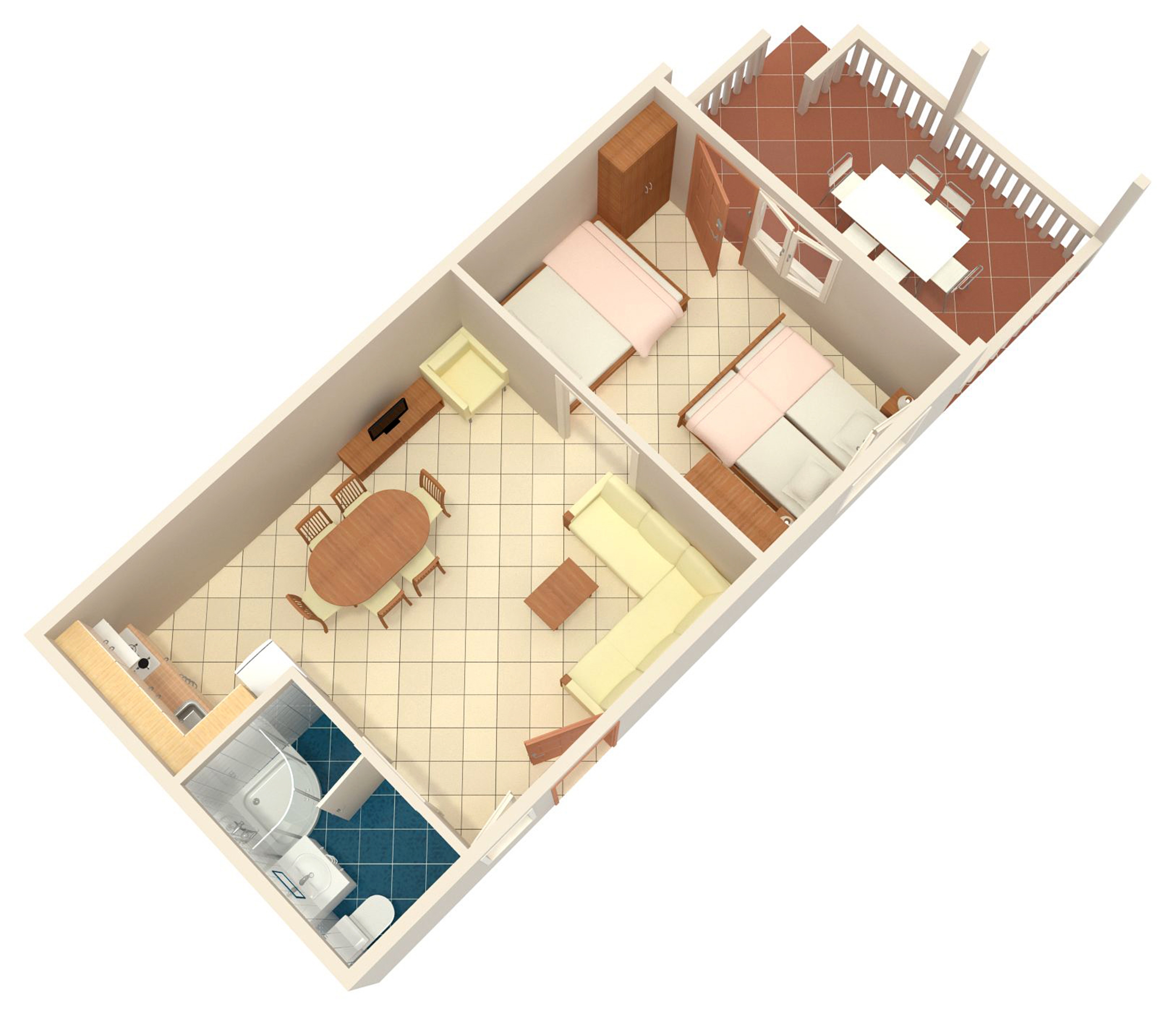 One bedroom apartment with terrace and sea view Metajna, Pag  A-b