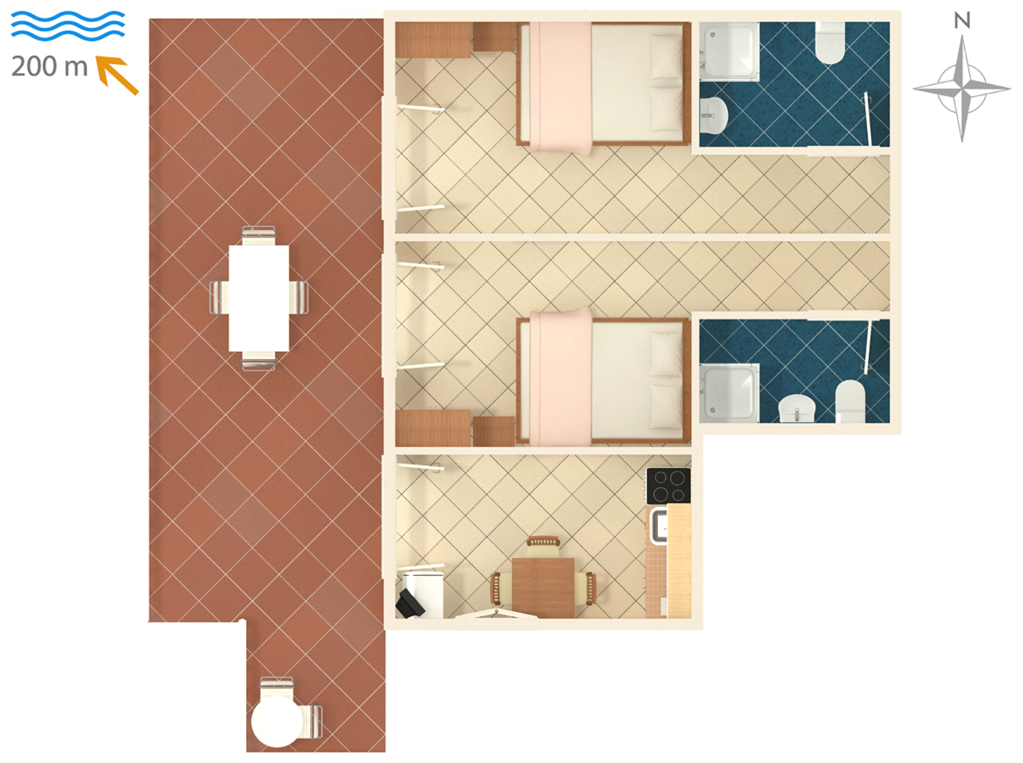 Two bedroom apartment with terrace and sea view Metajna, Pag  A-c