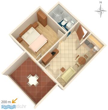 Plan Novalja, Plan in the apartment, WIFI.