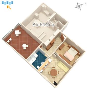 Turanj, plattegrond in the apartment, WiFi.