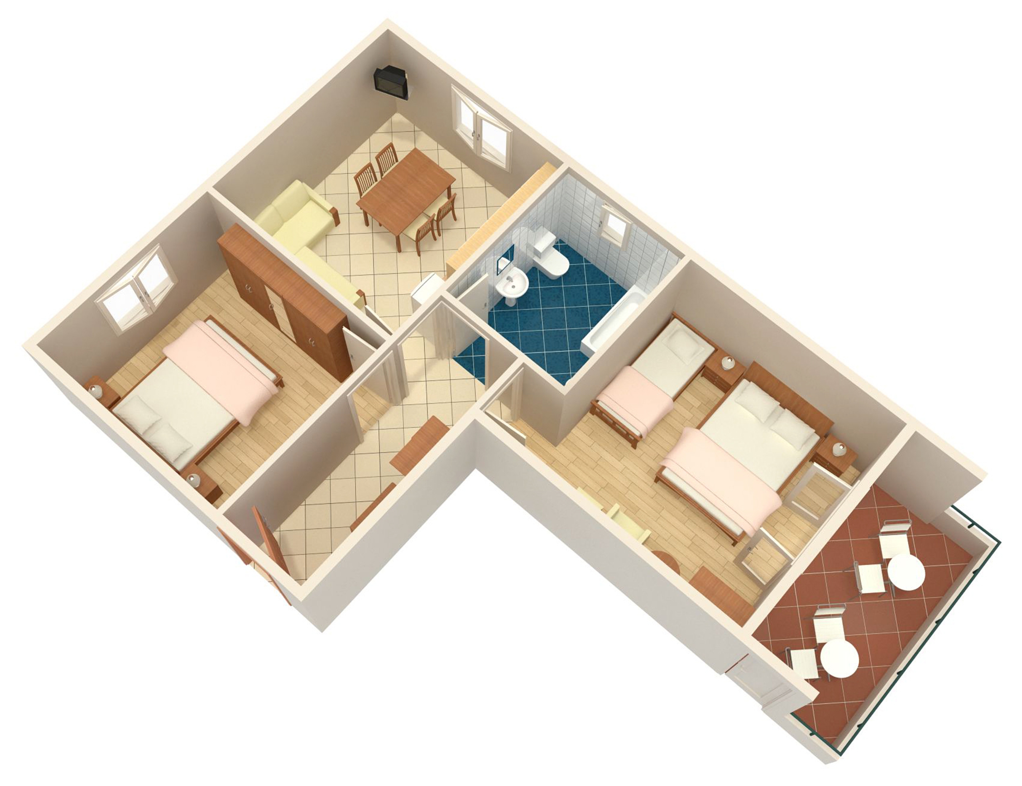 Two bedroom apartment with terrace and sea view Turanj, Biograd  A-b