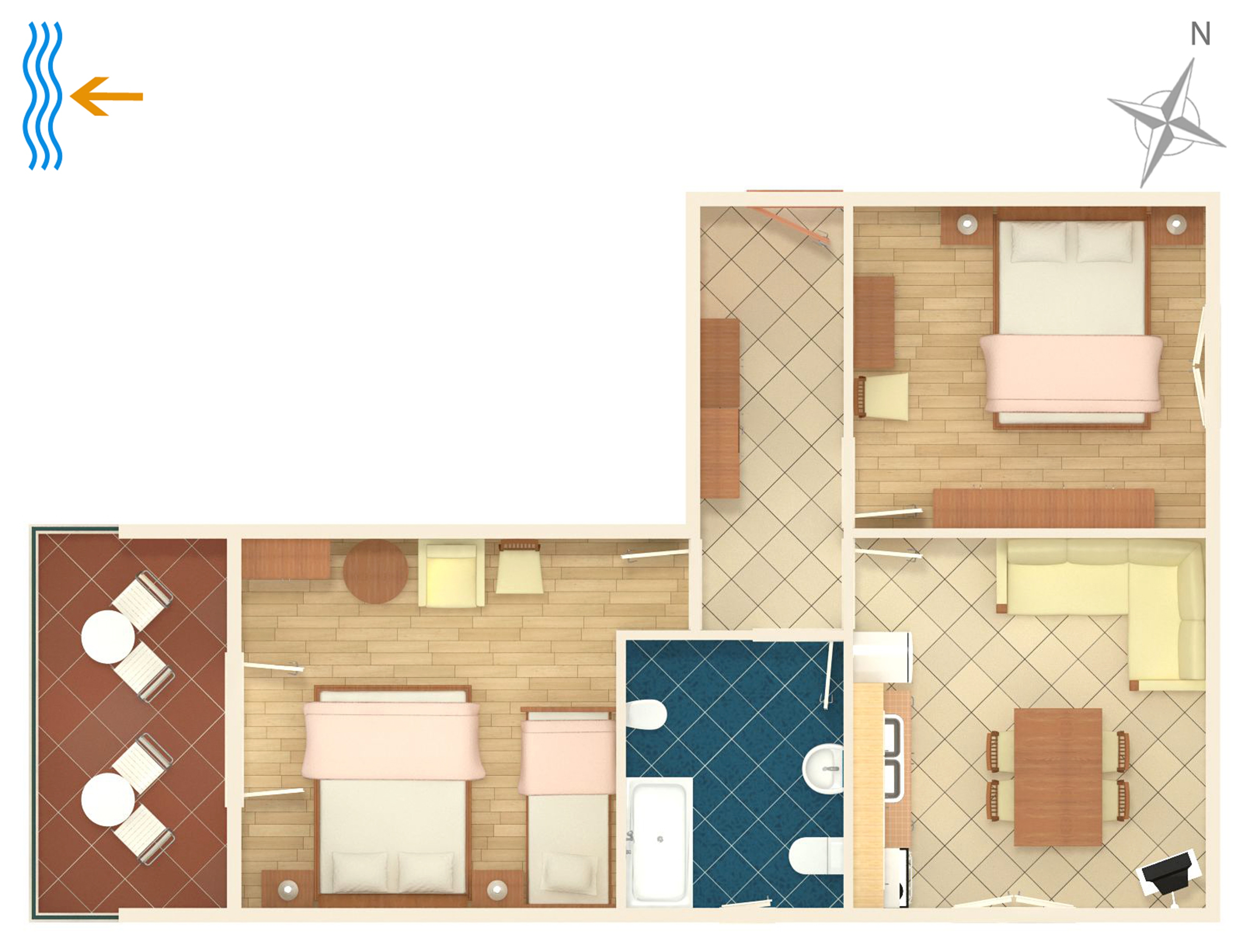 Two bedroom apartment with terrace and sea view Turanj, Biograd  A-b