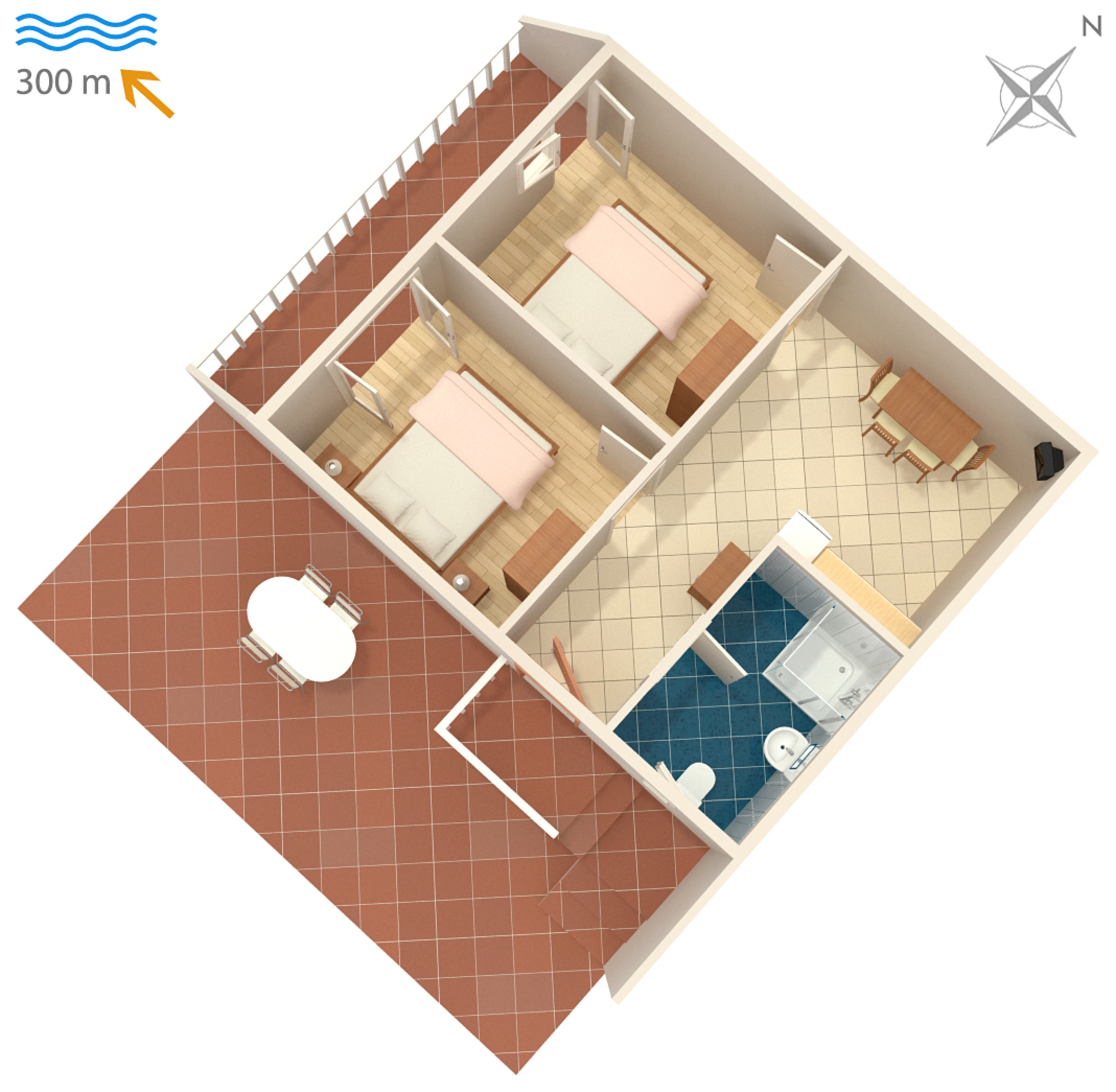 Two bedroom apartment with terrace Povljana, Pag  A-a