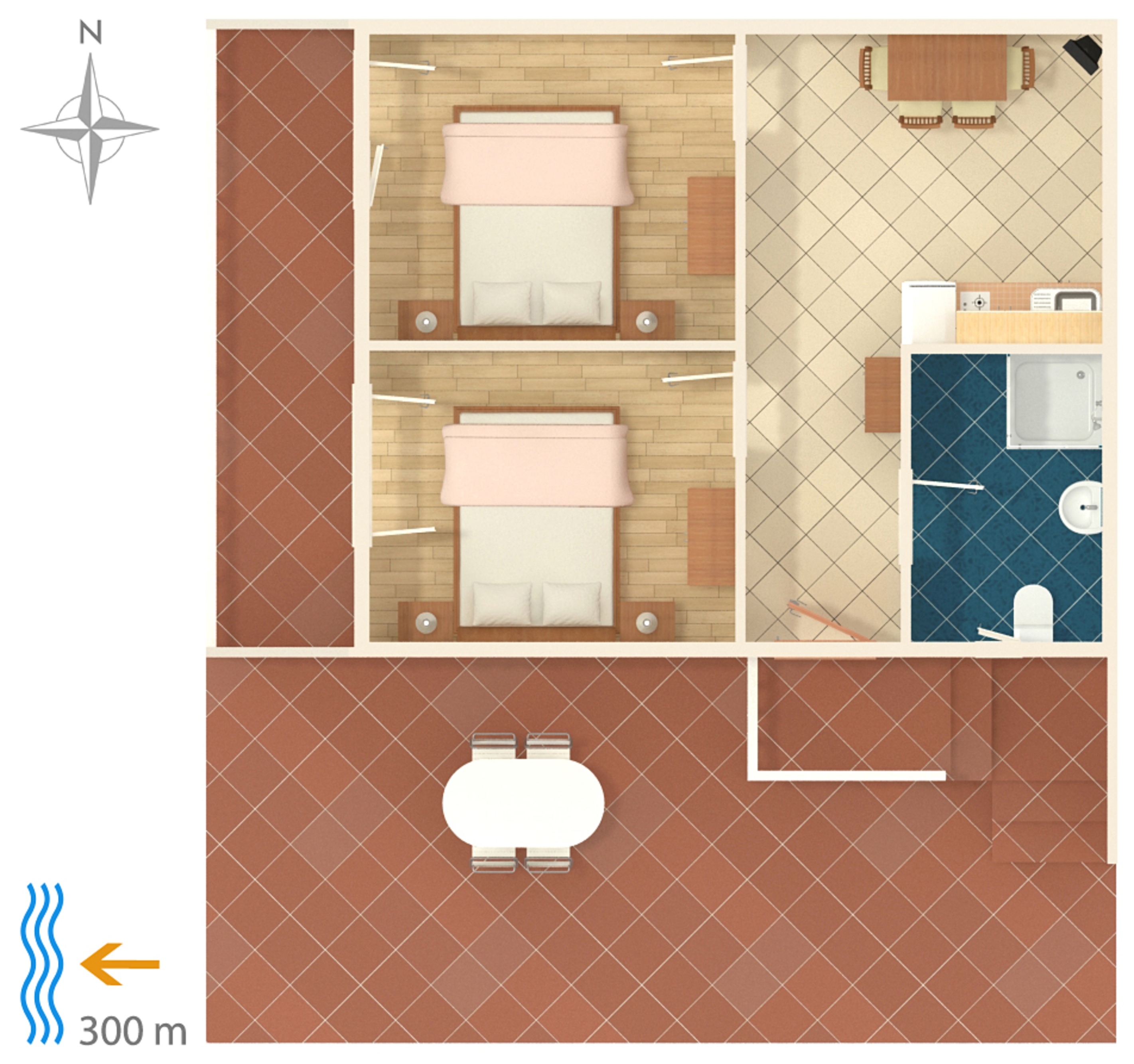 Two bedroom apartment with terrace Povljana, Pag  A-a