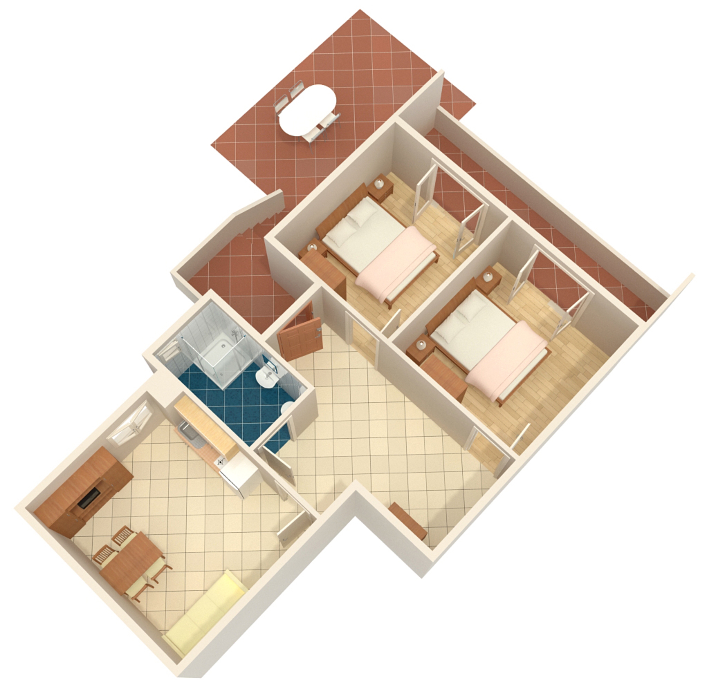 Two bedroom apartment with terrace Povljana, Pag  A-b
