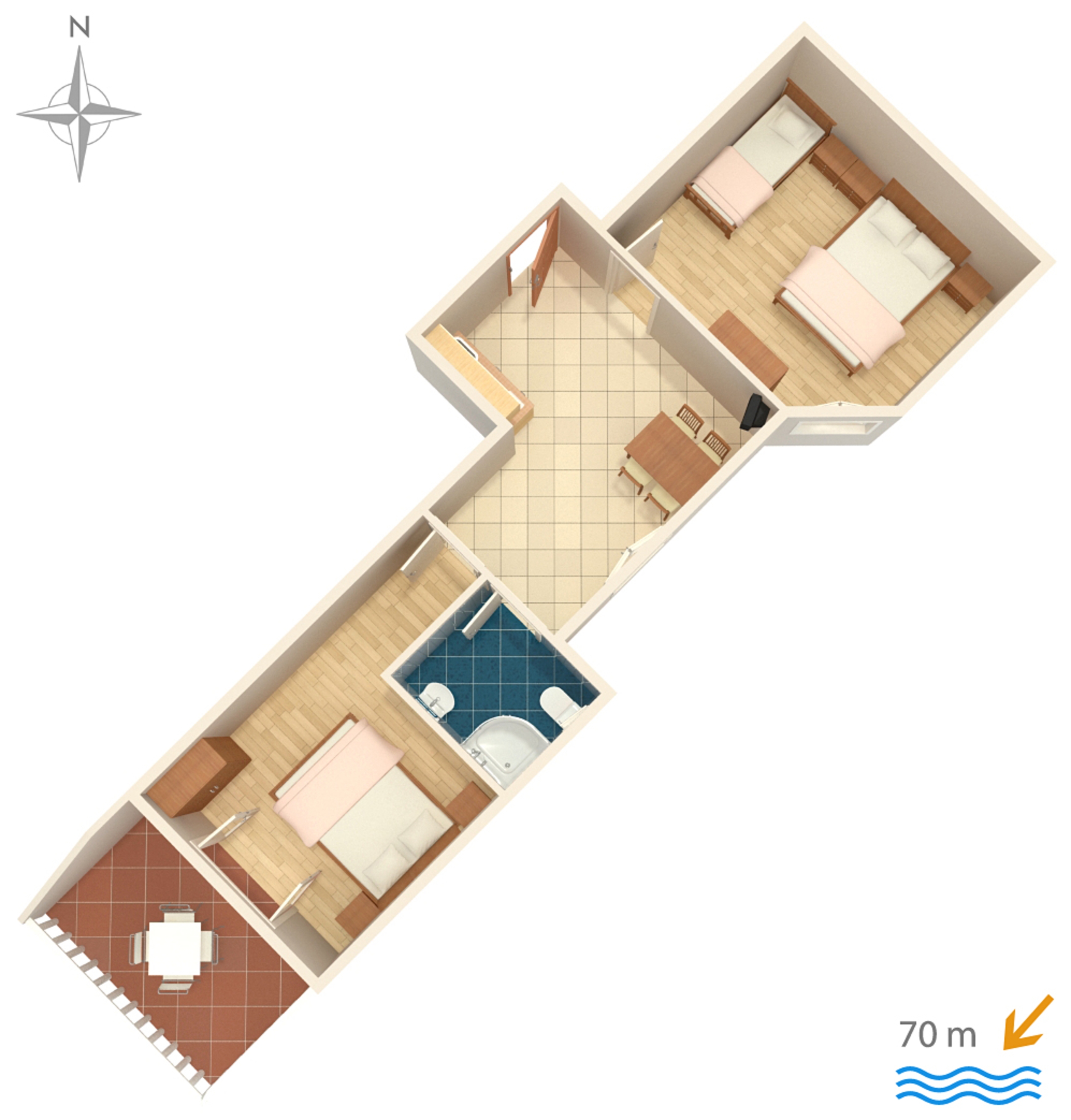 Two bedroom apartment with terrace Stara Novalja, Pag  A-a