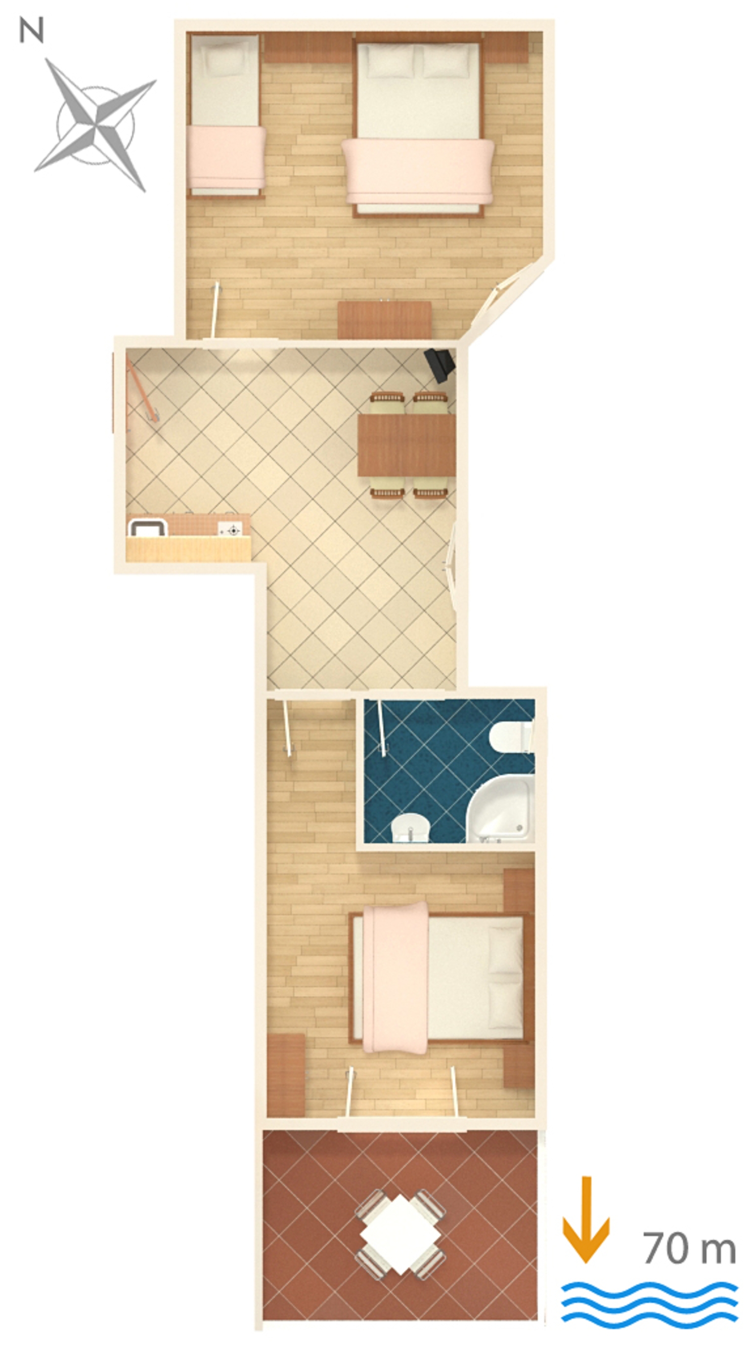 Two bedroom apartment with terrace Stara Novalja, Pag  A-a