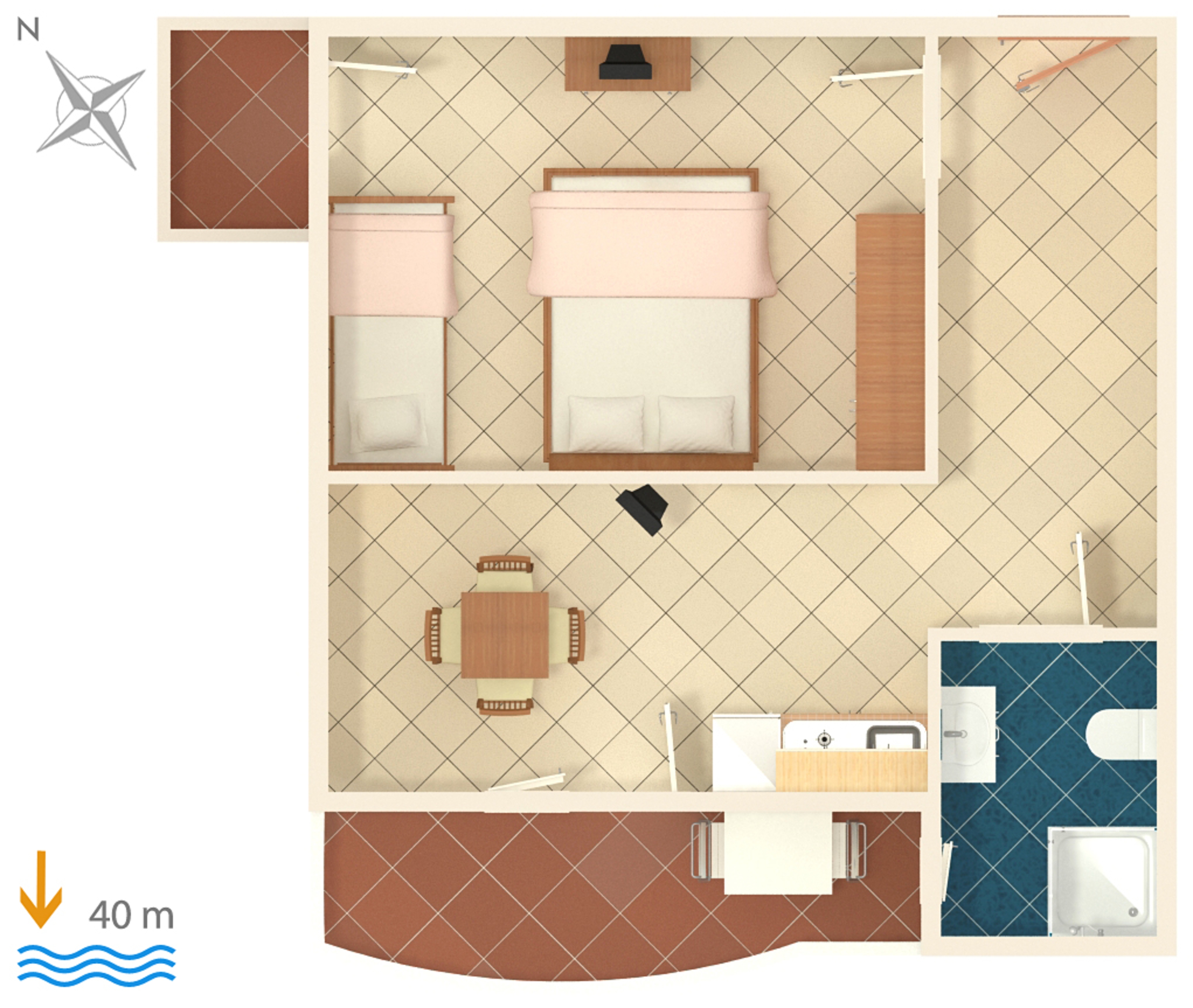 One bedroom apartment with balcony and sea view Metajna, Pag  A-e