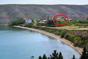 Vlašići, Pag, Szálláshely 6523 - Apartmanok a tenger közelében homokos stranddal.