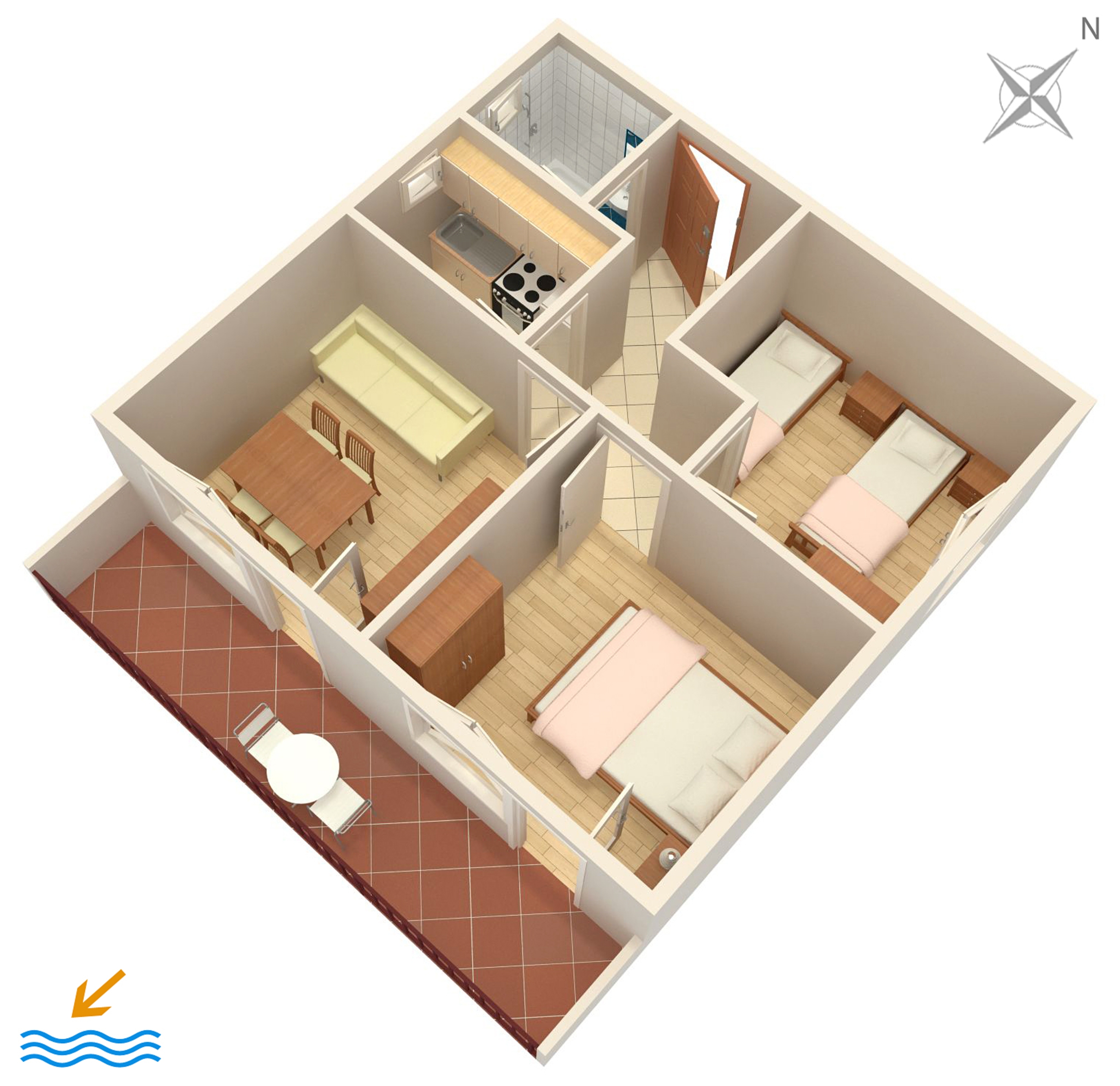 Two bedroom apartment with terrace and sea view Marušići, Omiš  A-a