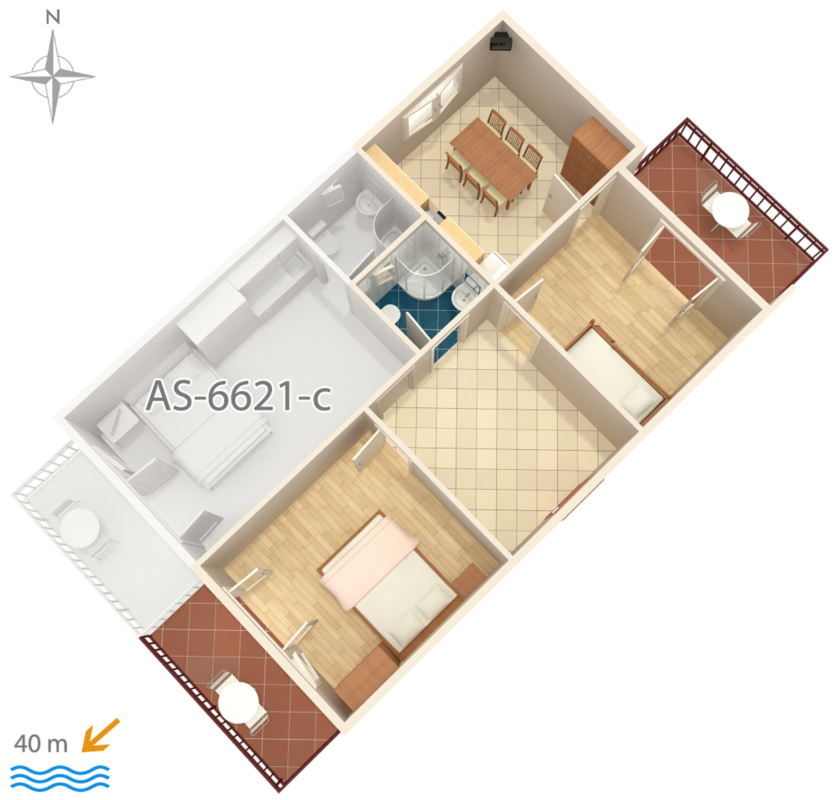 Two bedroom apartment near beach Starigrad, Paklenica  A-a
