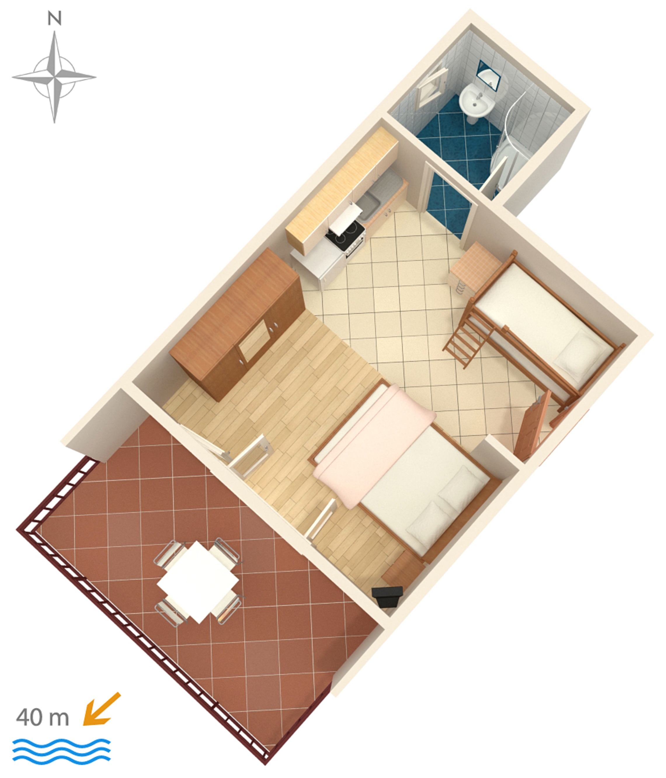 Studio flat near beach Starigrad, Paklenica  AS-a