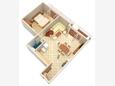 Drvenik Donja vala, plattegrond in the apartment, (pet friendly) en WiFi.