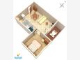 Drvenik Donja vala, plattegrond in the apartment, (pet friendly) en WiFi.