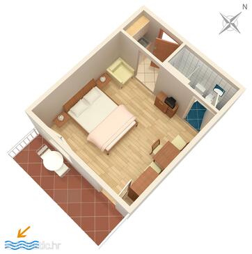 Plan Drvenik Donja vala, Plan in the studio-apartment, dopusteni kucni ljubimci i WIFI.