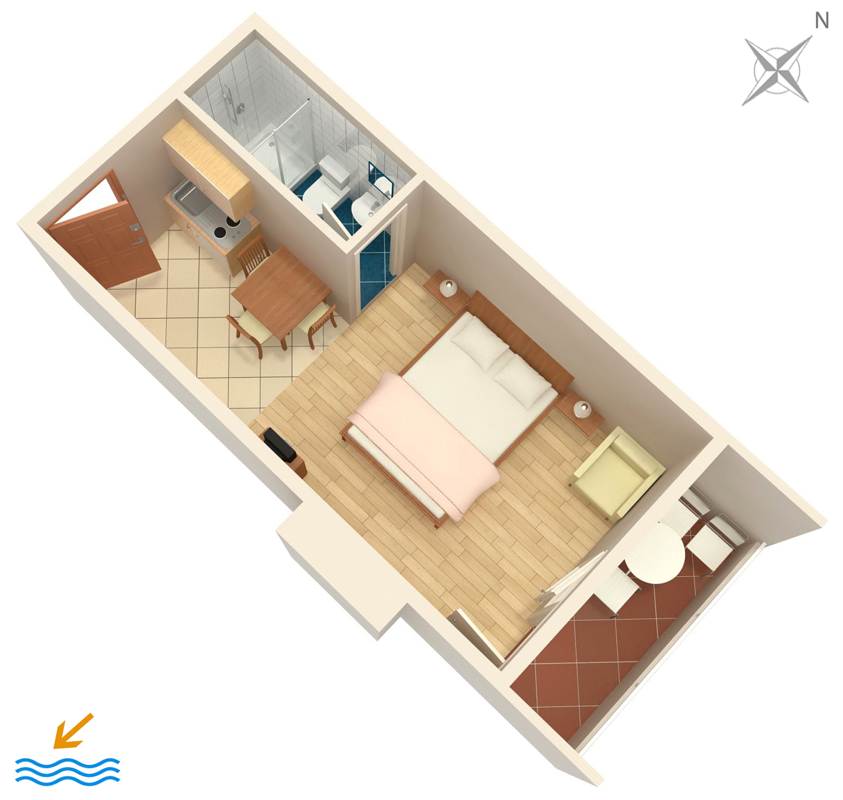 Studio flat near beach Drvenik Donja vala, Makarska  AS-b