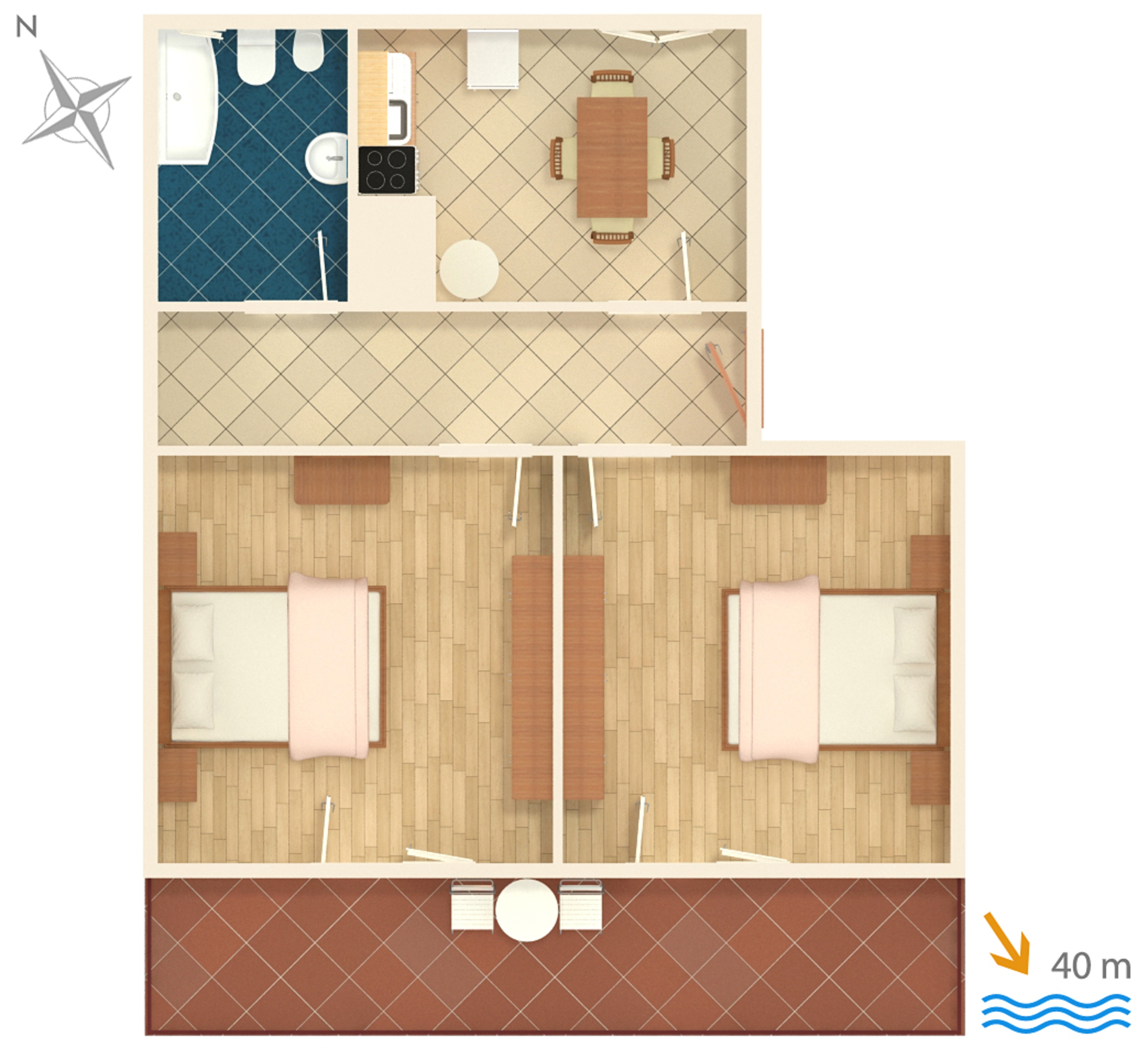 Two bedroom apartment near beach Privlaka, Zadar  A-b