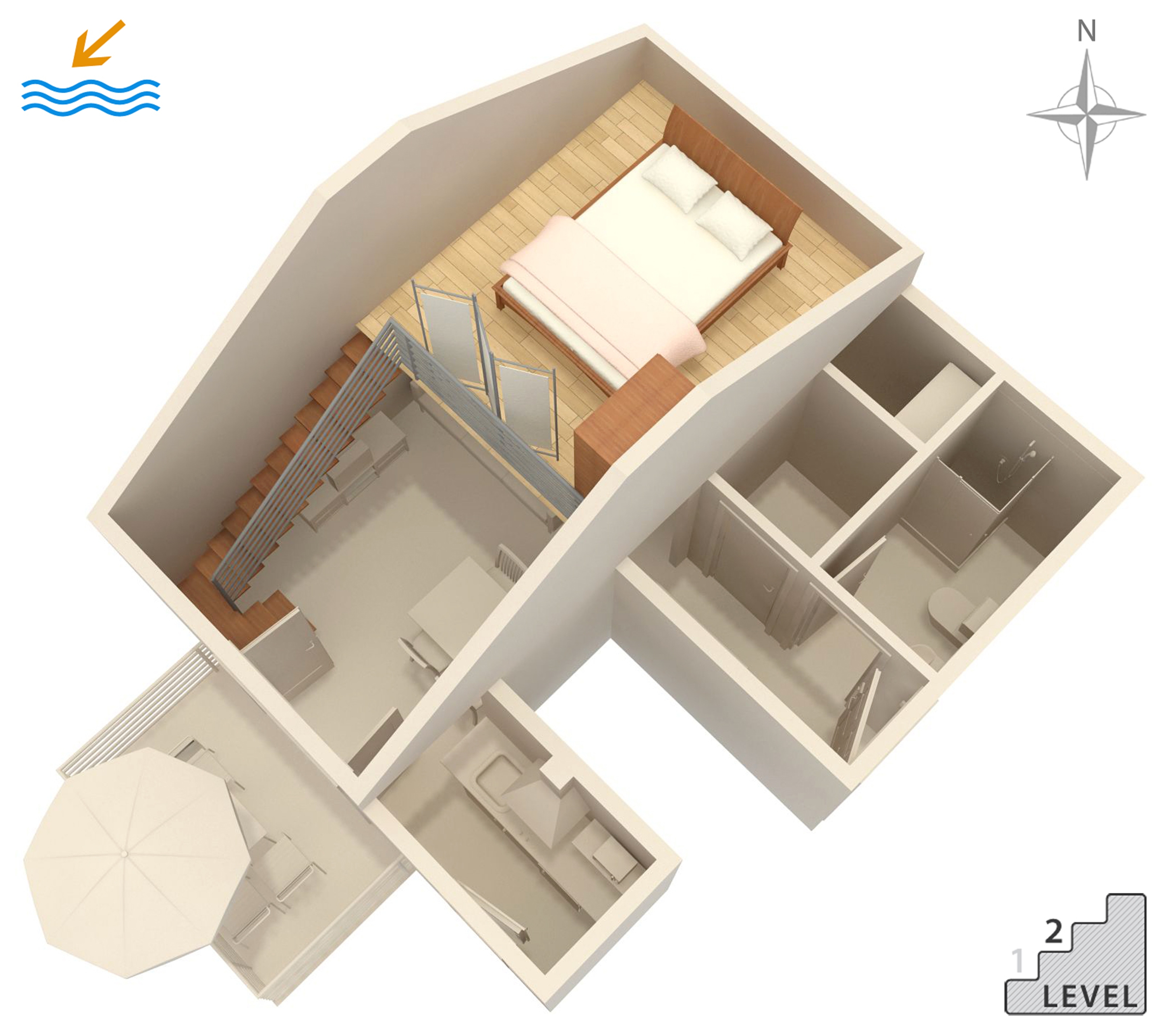Two bedroom apartment with balcony and sea view Gradac, Makarska  A-b