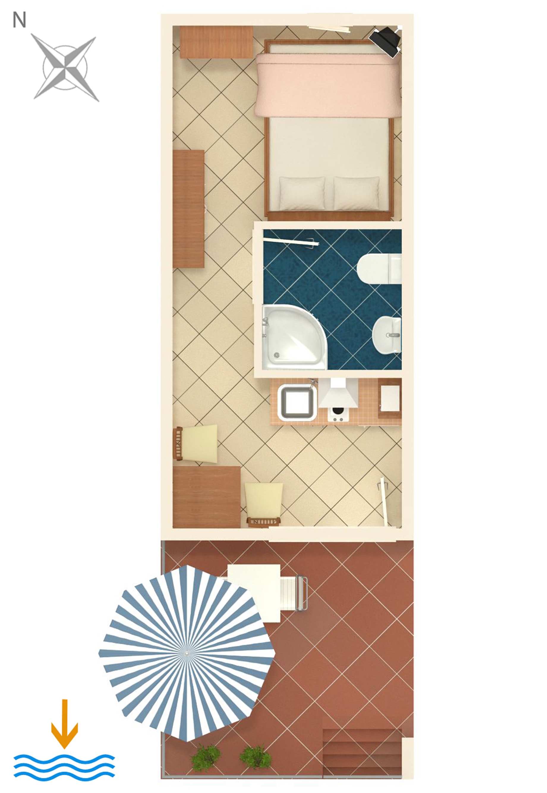Studio flat with terrace and sea view Gradac, Makarska  AS-a