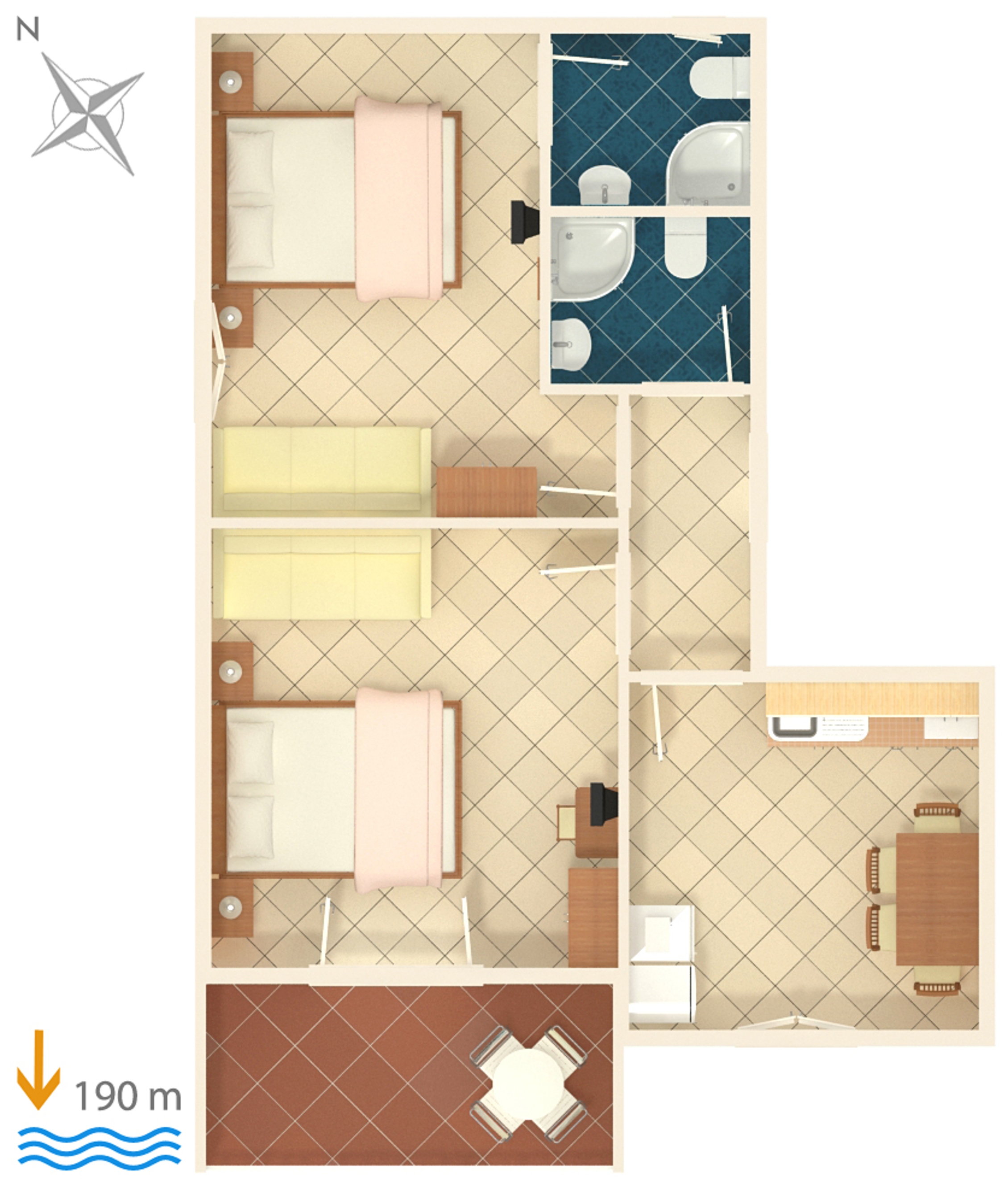 Two bedroom apartment with balcony and sea view Podgora, Makarska  A-a